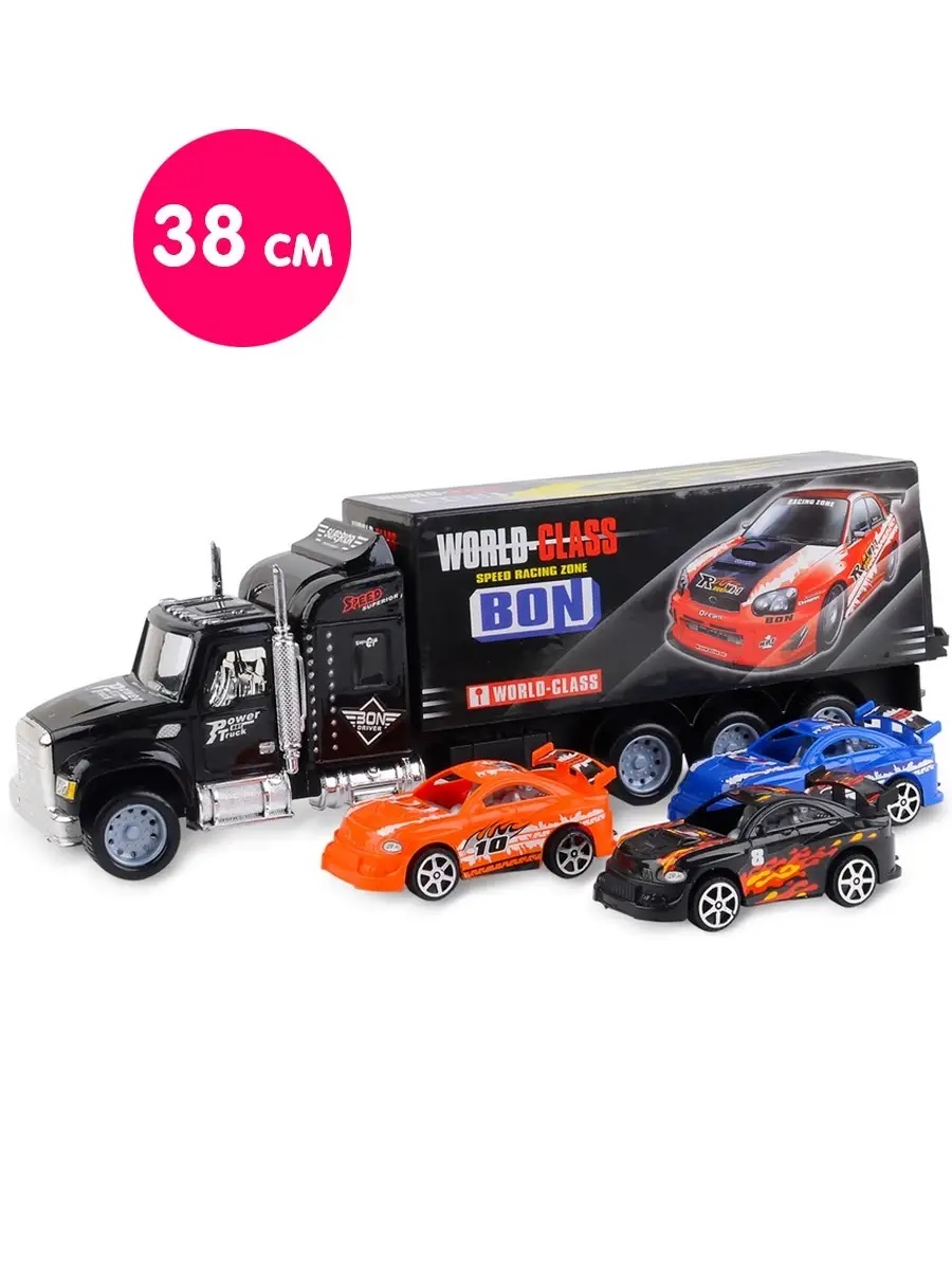 Грузовик Handers Грузовик 38 см с машинками HAC1613-125-1//черный - фото 1