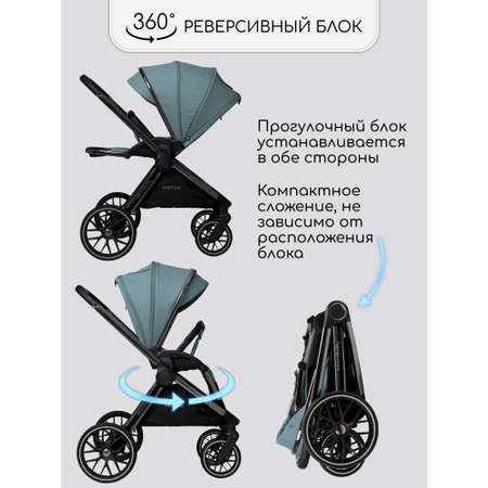 Коляска 2в1 Amarobaby Motus V2 бирюзовый