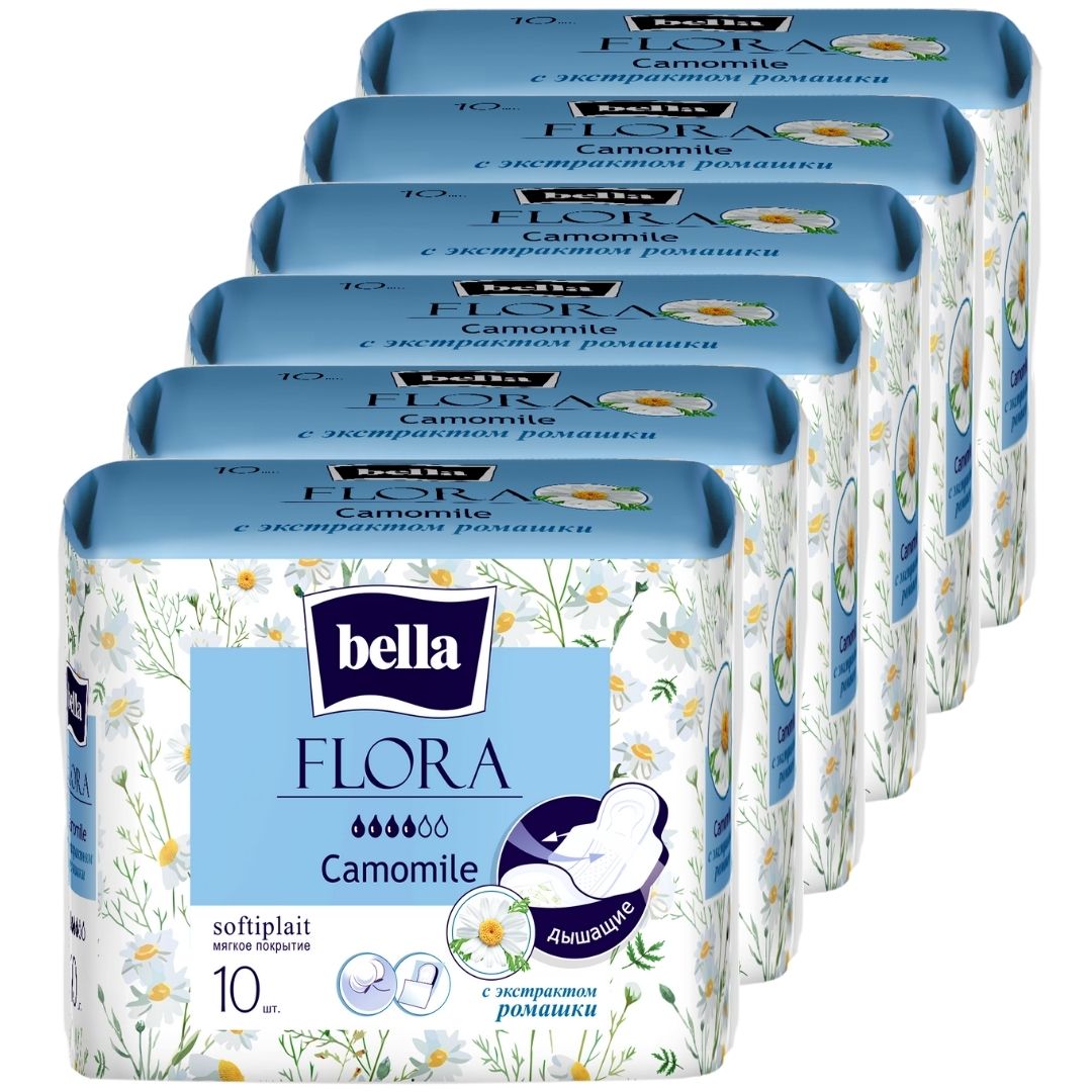 Прокладки женские BELLA FLORA Camomile с экстрактом ромашки 10 шт х 6 упаковок - фото 2