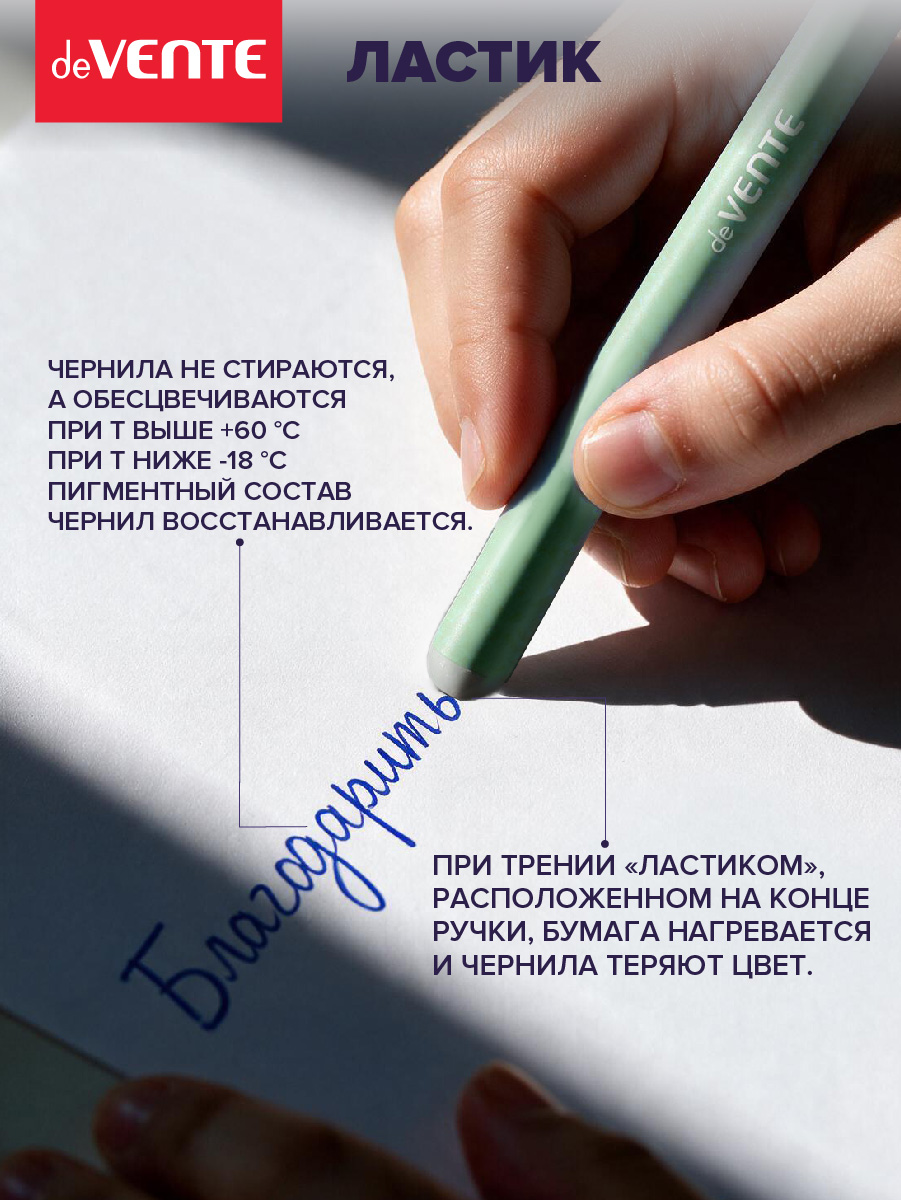 Ручка гелевая deVENTE 3 шт. - фото 5