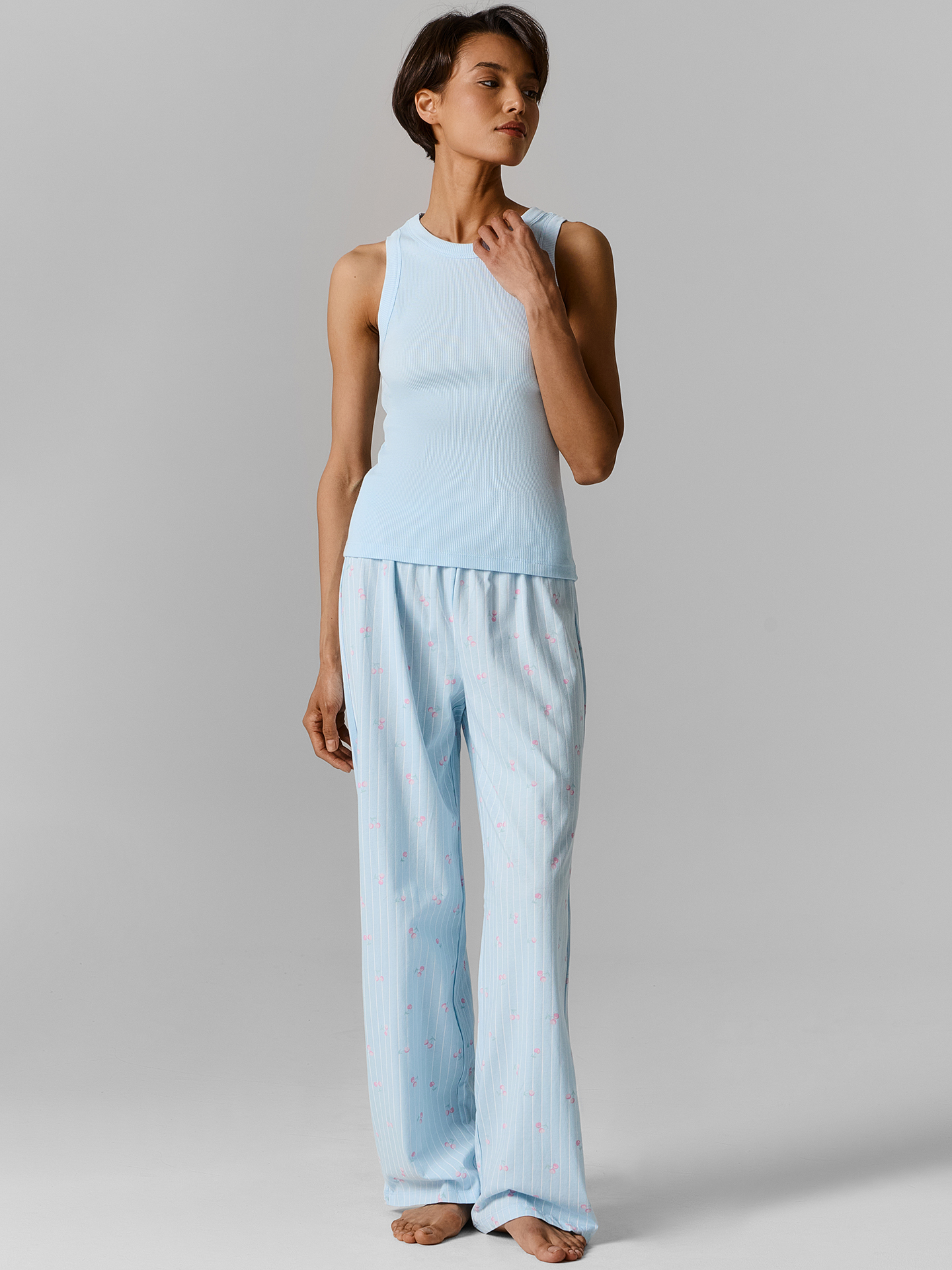 Пижама Mark Formelle (Марк Формэль) 592649/голубое небо +вишенки на голубой полоске - фото 1