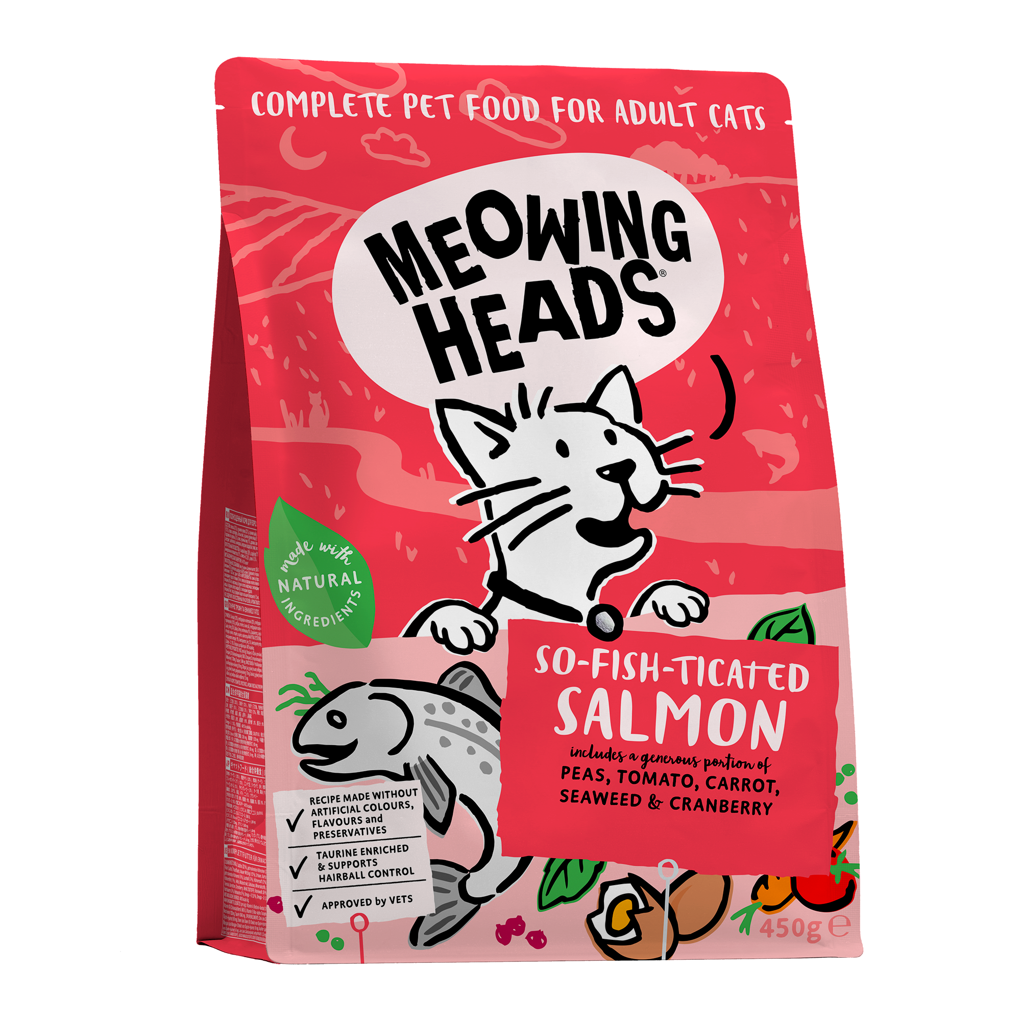 Корм для кошек и котят Meowing Heads 450г Фиш-гурман лосось-курица-рис - фото 1