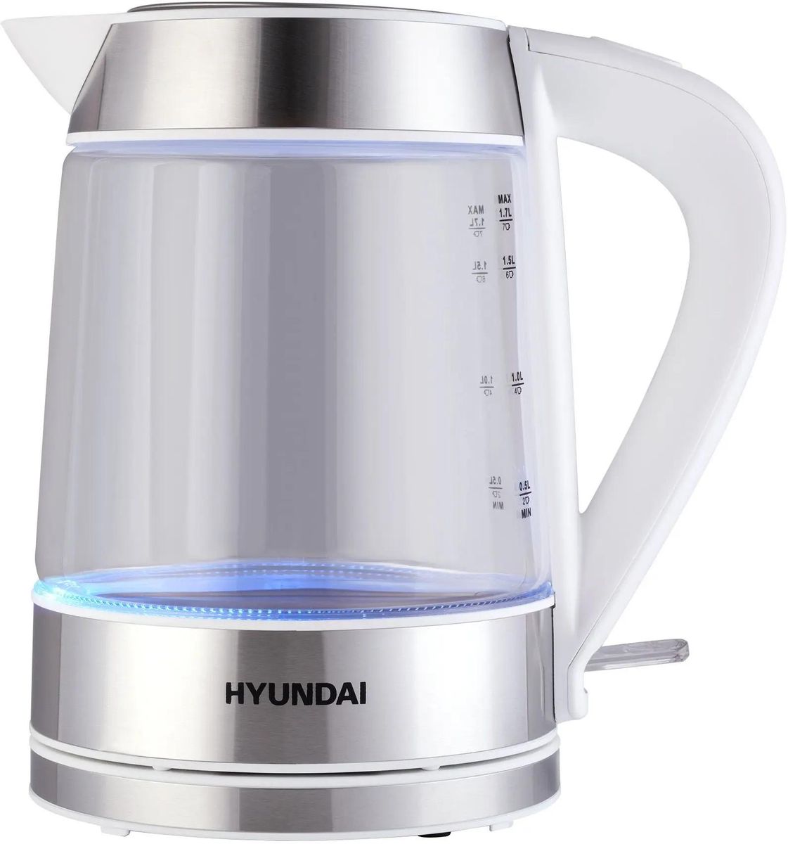 Чайник электрический HYUNDAI HYK-G3606 2200Вт белый и прозрачный - фото 5