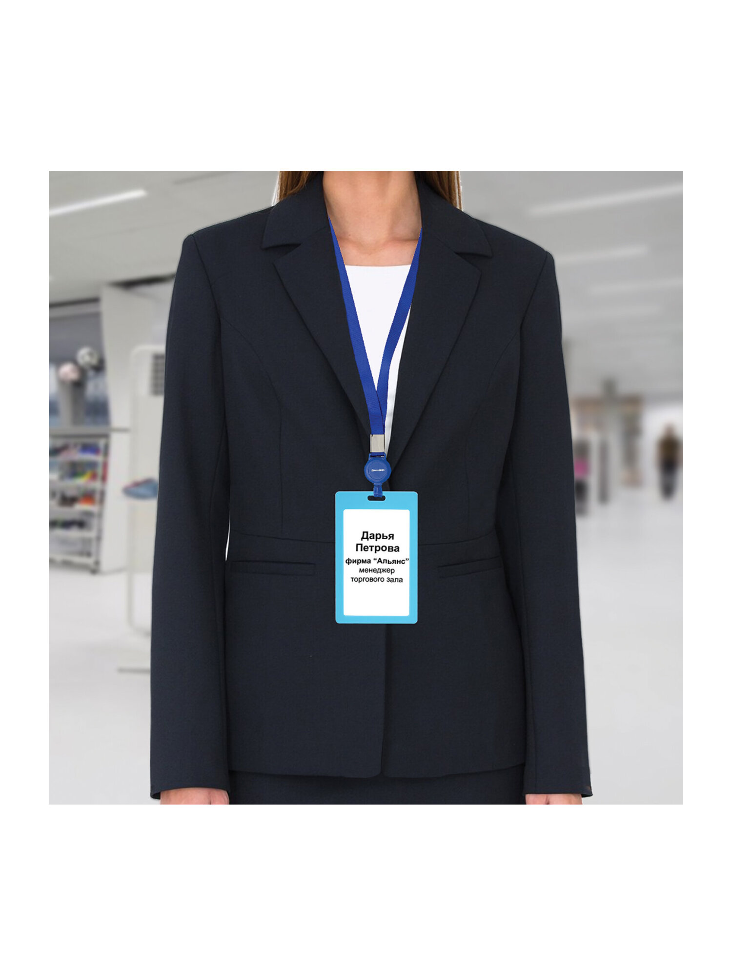 Держатель для бейджа Brauberg синий - фото 9