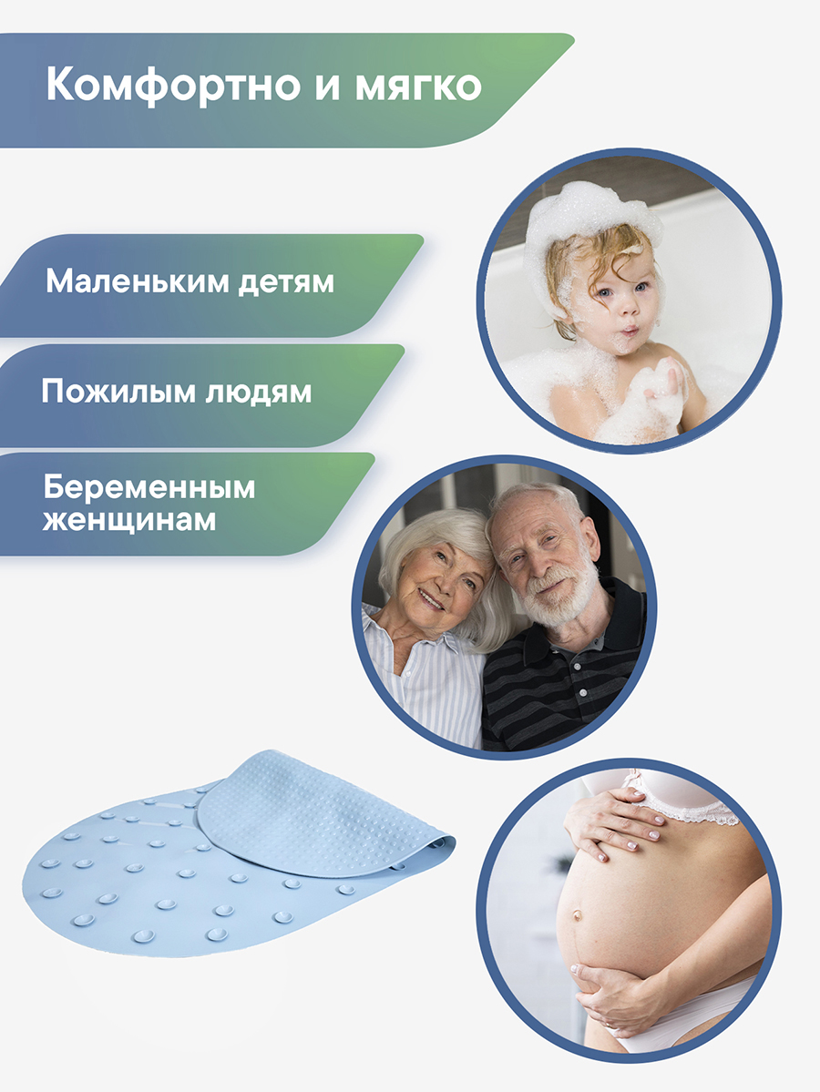 Коврик для ванной VILINA голубой 0.38 x 0.68 см 1 шт. - фото 6