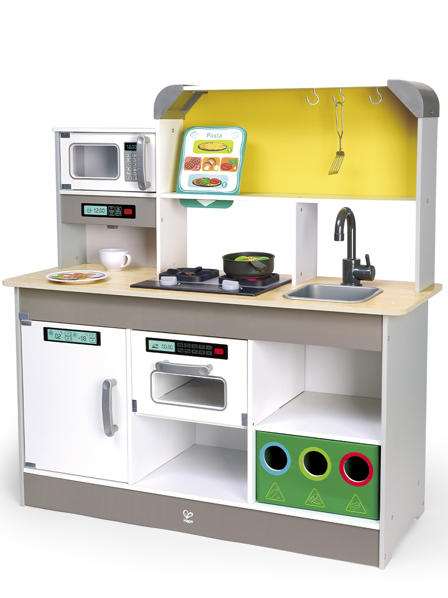 Детская деревянная кухня HAPE Делюкс 5 аксессуаров воздушная фритюрница свет звук E3177_HP - фото 4