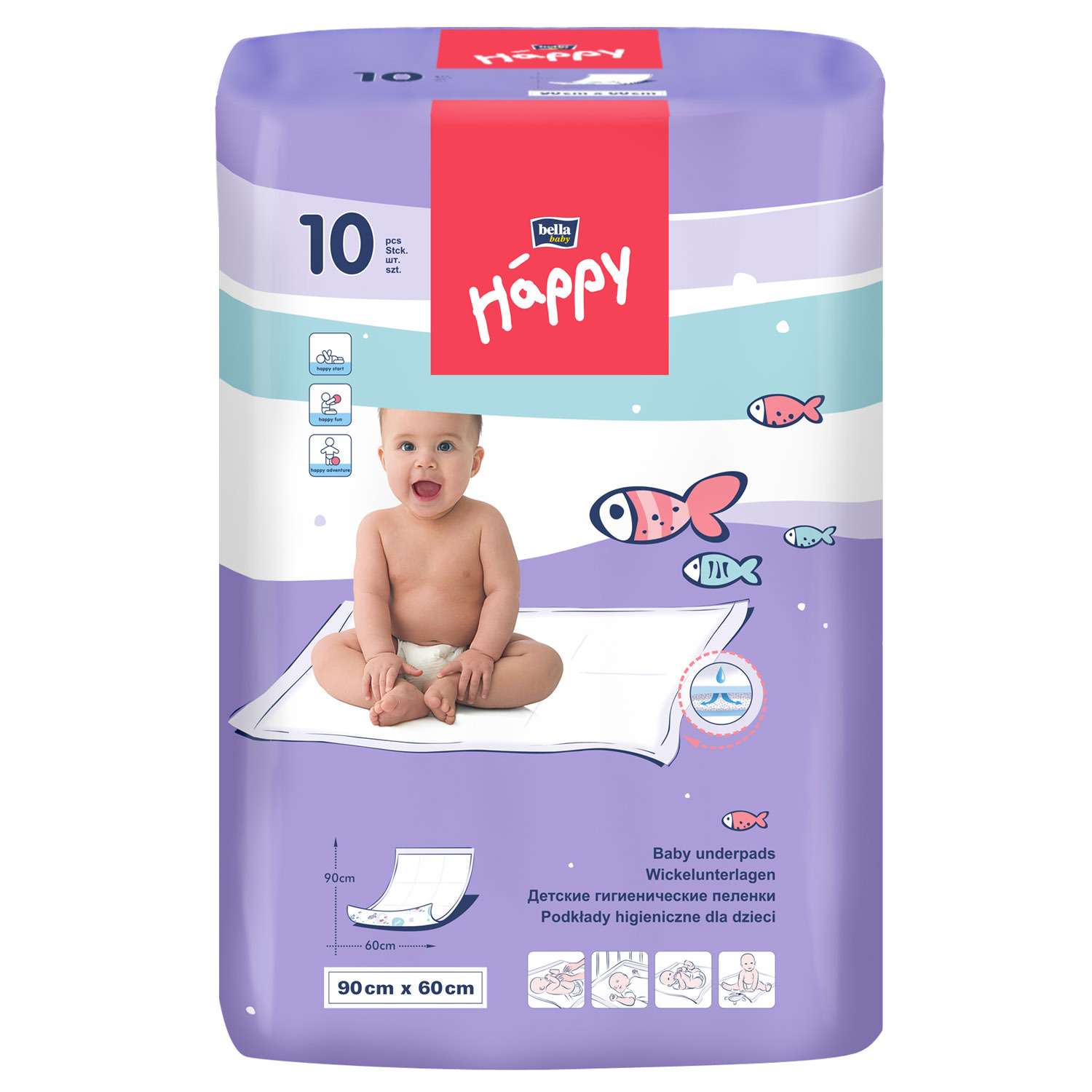 Пелёнки одноразовые Bella baby Happy 60х90 см 10 шт. - фото 1
