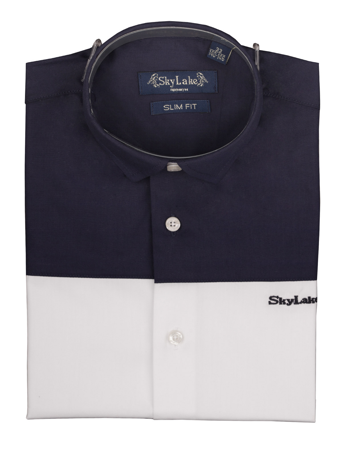 Рубашка Sky Lake 2300 PREMIUM SLIM FIT кор.рукав бело-синий - фото 3
