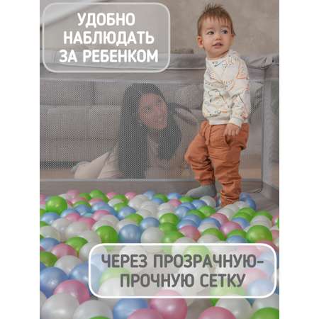 Манеж большой игровой детский напольный Safely and Soft с мягкими накладками и баскетбольным кольцом