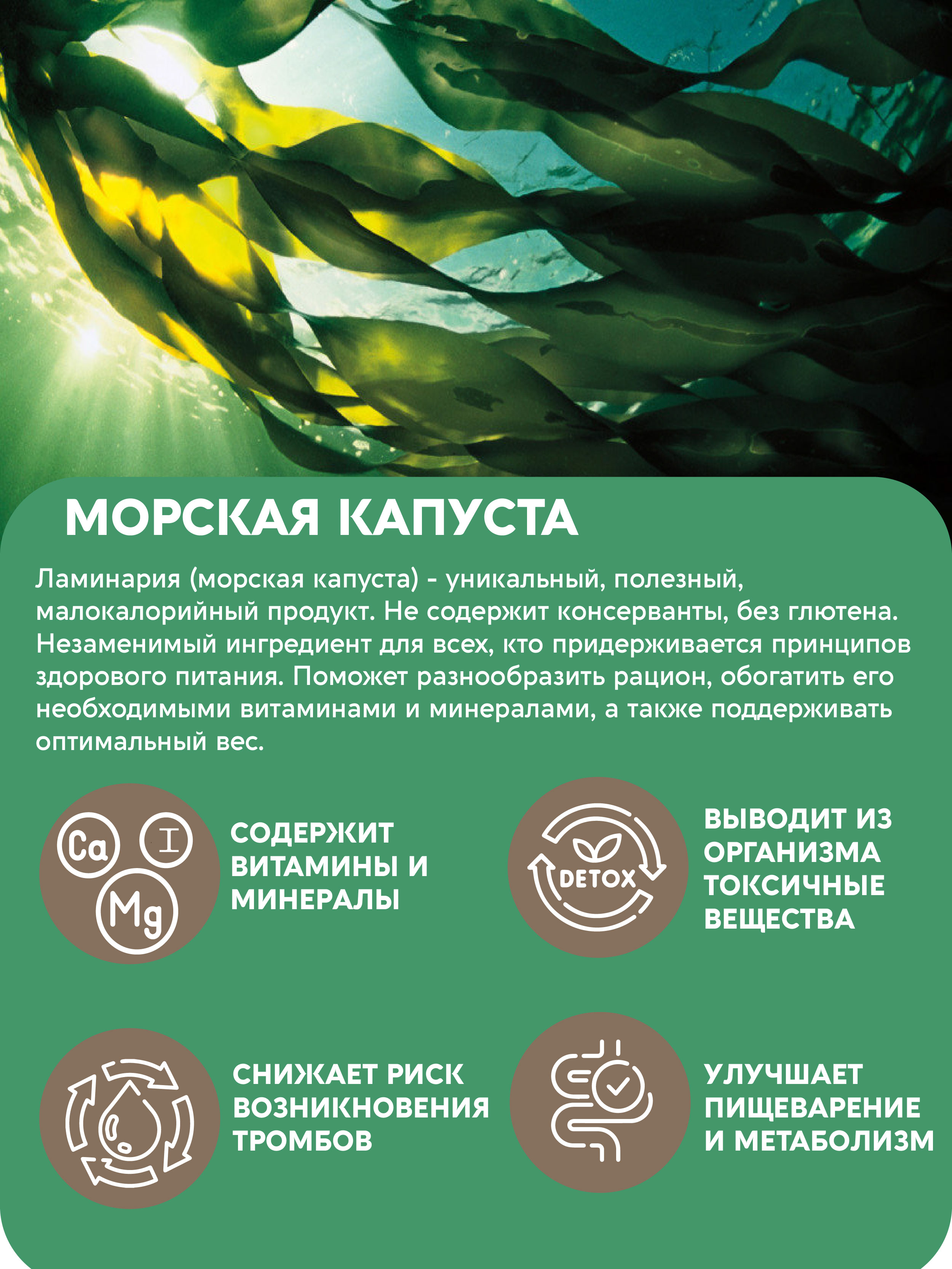 Морская капуста Ламинария Вастэко резаная 1000 г - фото 2