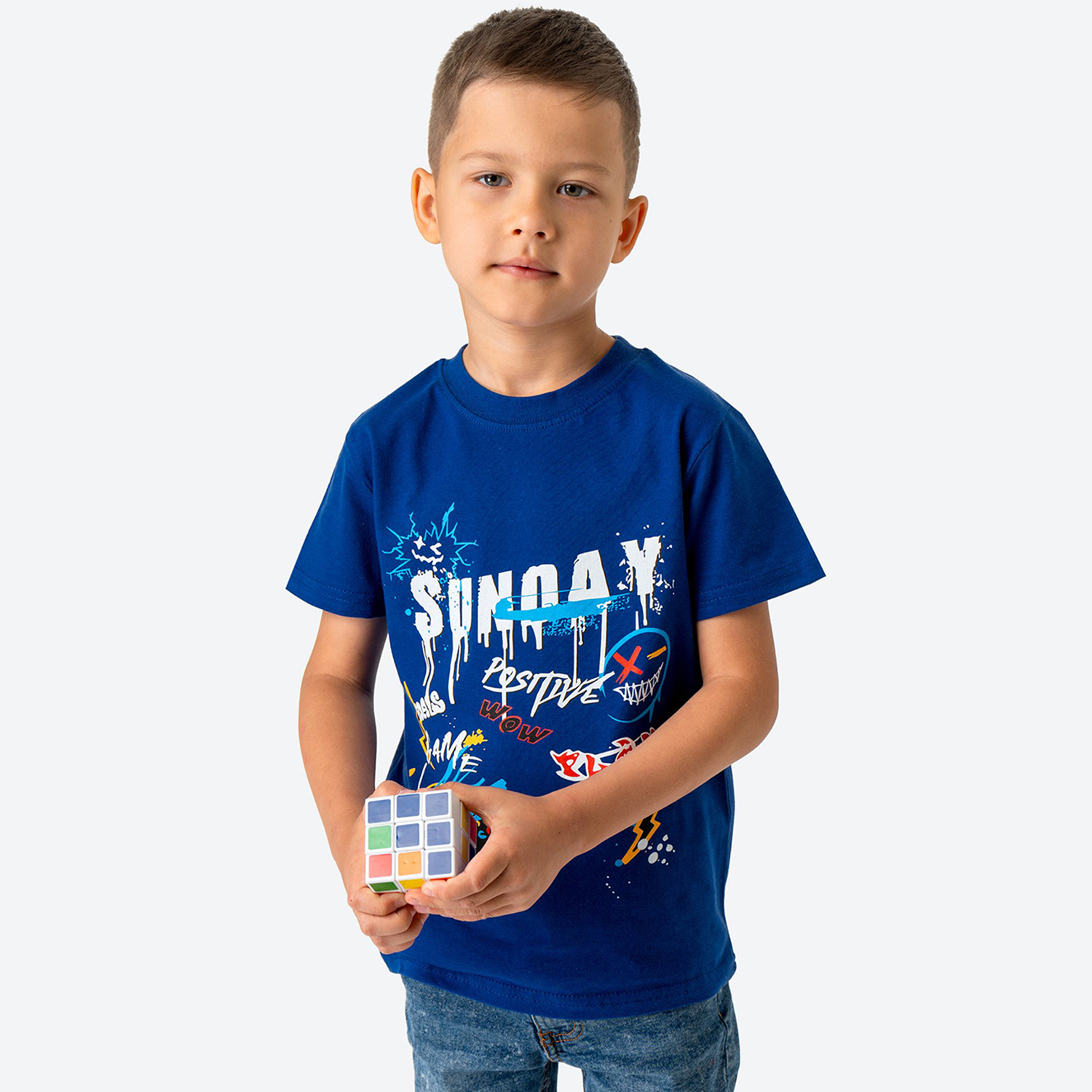 Футболка BONITO KIDS цвет синий страна производства Узбекистан ⚡️ заказать за 432 ₽ в интернет-магазине Детский мир. Размеры в наличии . Бесплатная доставка. Читайте отзывы, характеристики, смотрите 6 фото BK0002Mэлектрик.sunday BK0002Mэлектрик.sunday - фото 5