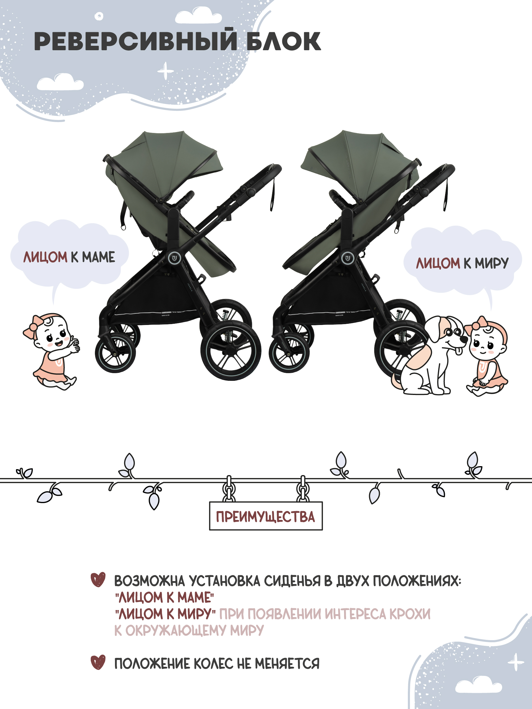 Коляска трансформер JOVOLA Truck перекидная ручка зеленый - фото 8