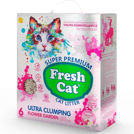 Наполнитель для кошек Fresh Cat комкующийся бентонитовый Цветочный сад 5.16кг