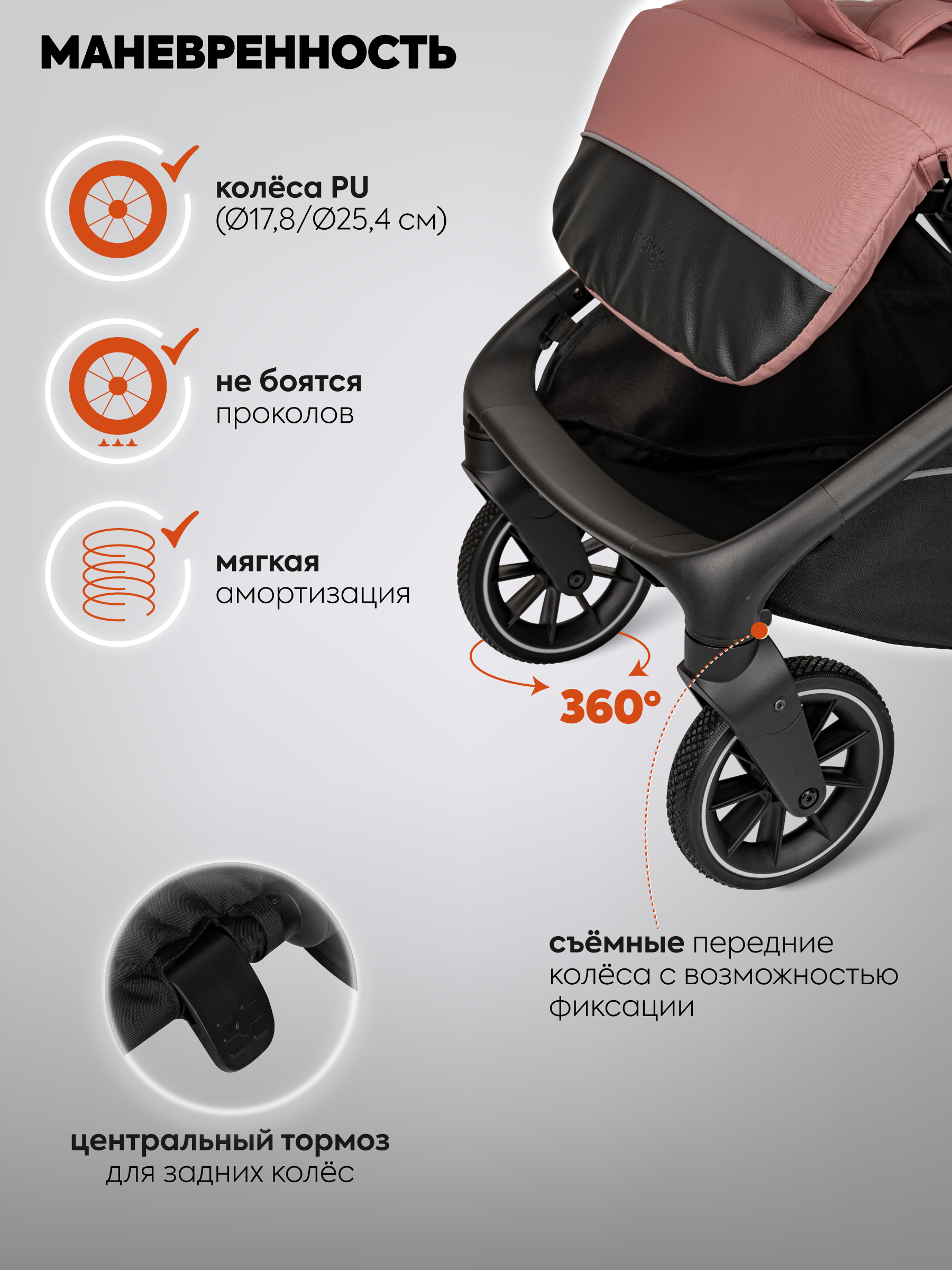 Коляска прогулочная Indigo Wind с автосложением, розовый розовый - фото 8