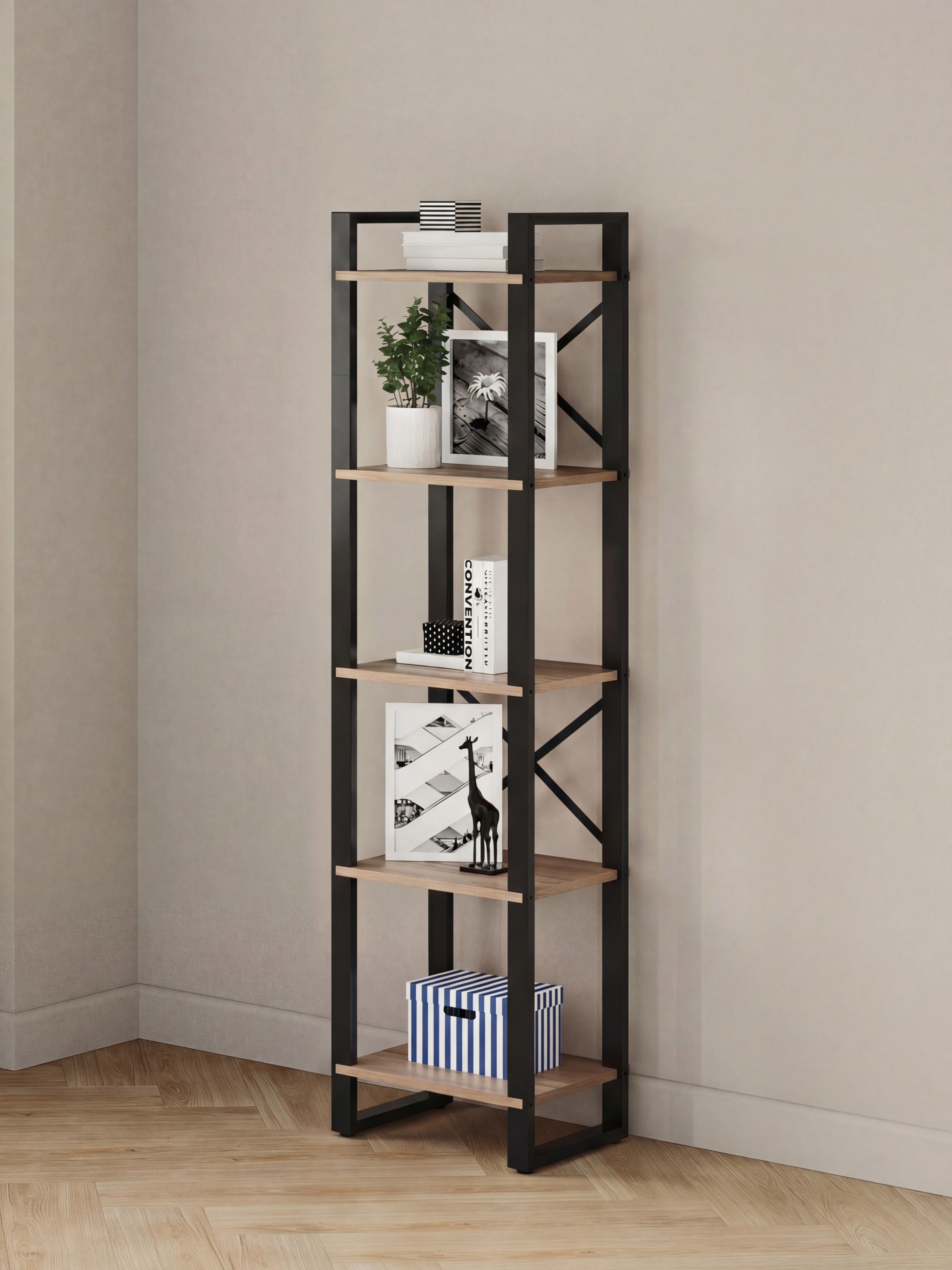 Изображение товара Стеллаж Leset Стилвуд 115 Черный/Дуб крафт золотой Стильный и надёжный