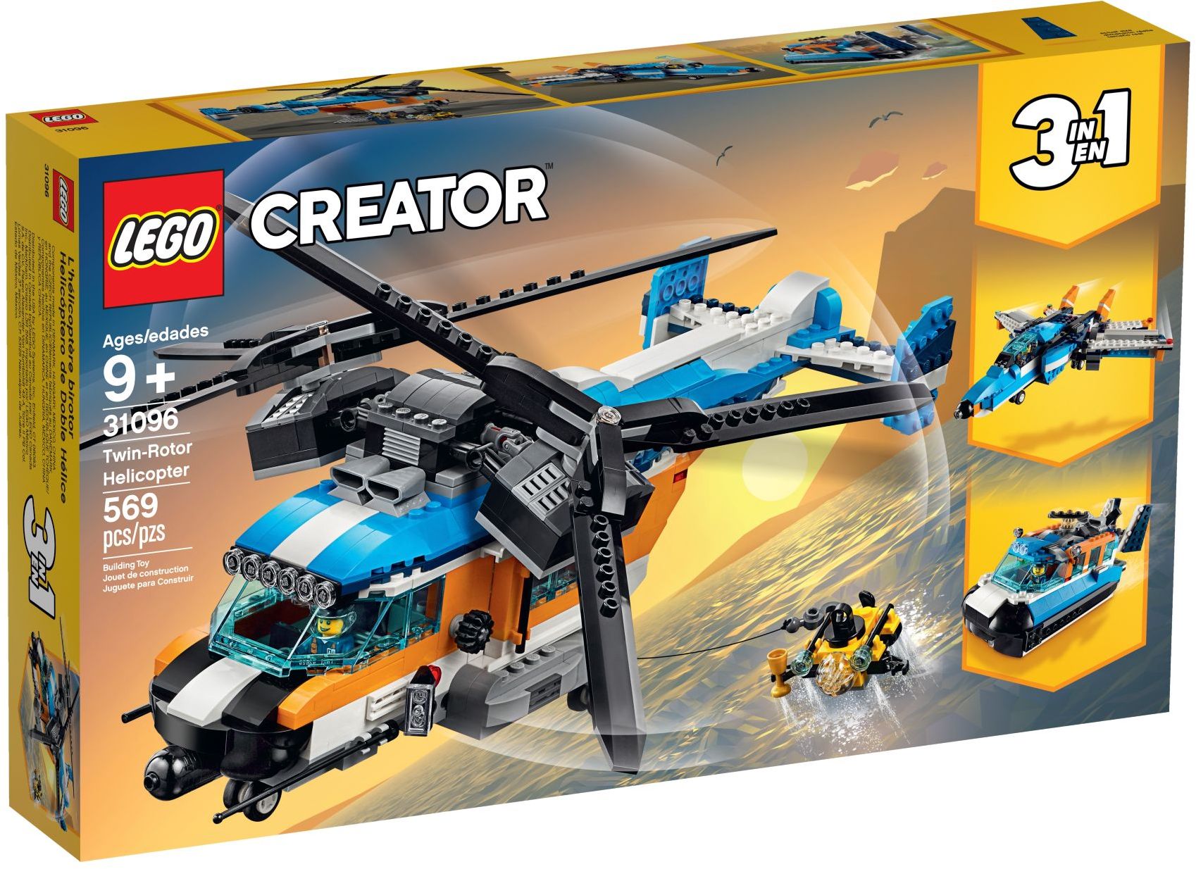 Изображение товара Конструктор LEGO Creator Двухроторный вертолет 31096 - 569 деталей Изображение товара Конструктор LEGO Creator Двухроторный вертолет 31096 - 569 деталей