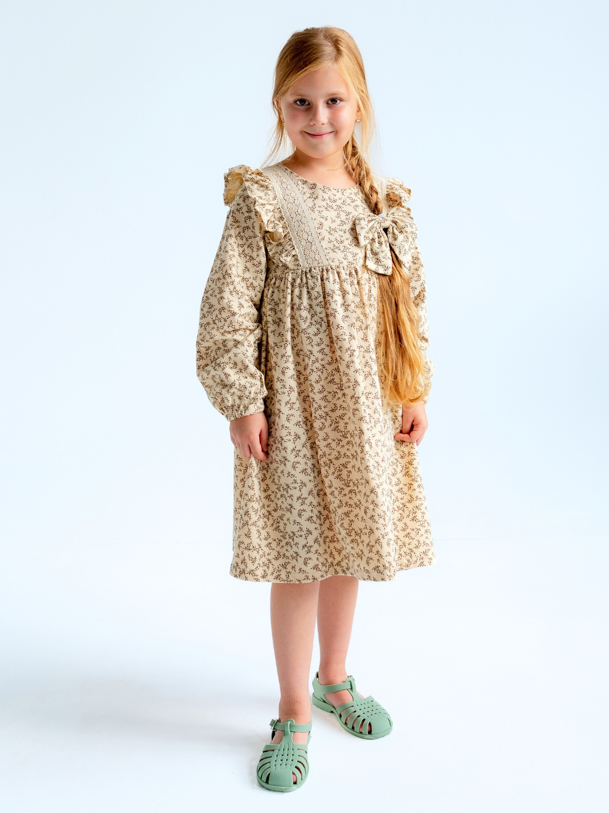 Платье MOUN платье_фланель/кружево_осень/беж - фото 14