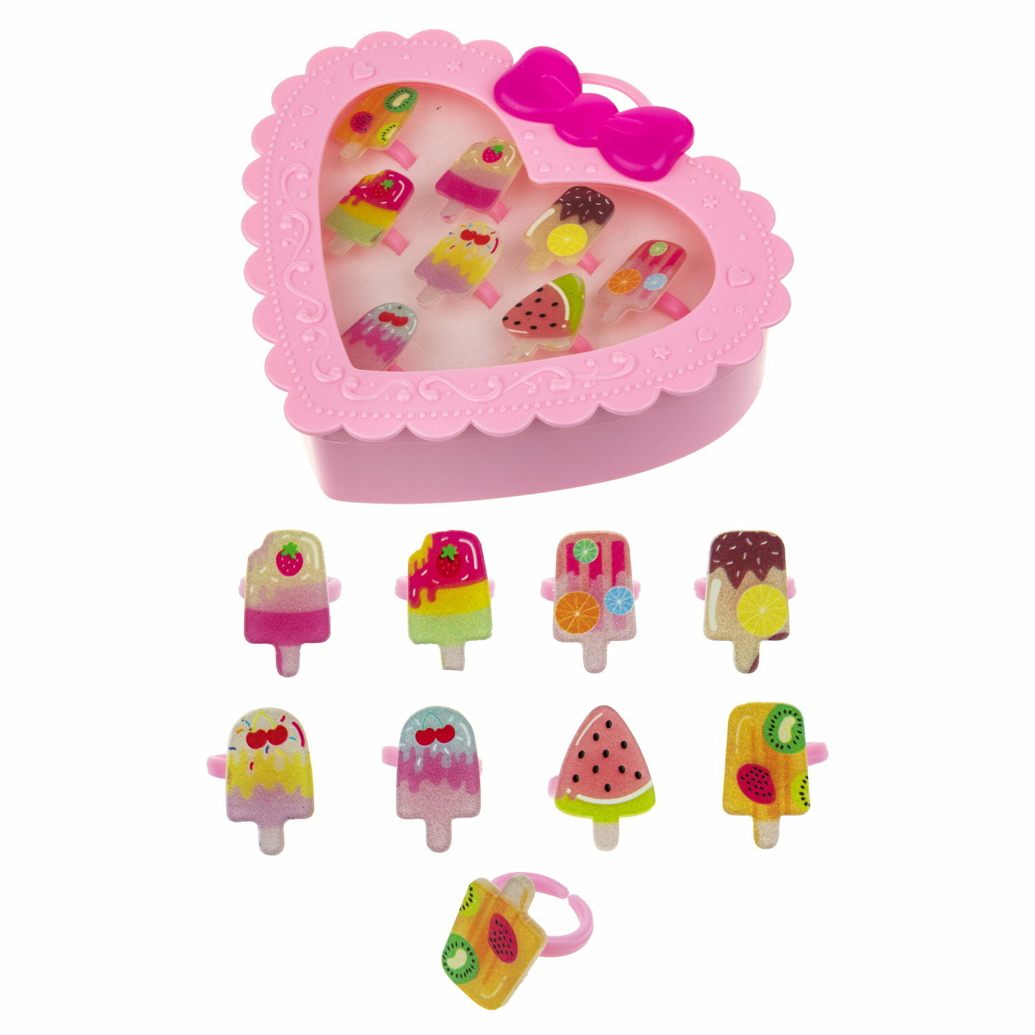 Набор бижутерии 1TOY Sweet heart Bijou 8 колец мороженки Т21036-1 - фото 4