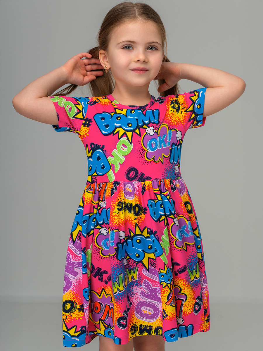 Платье HappyFox HF00192фуксия.с.надписями - фото 9