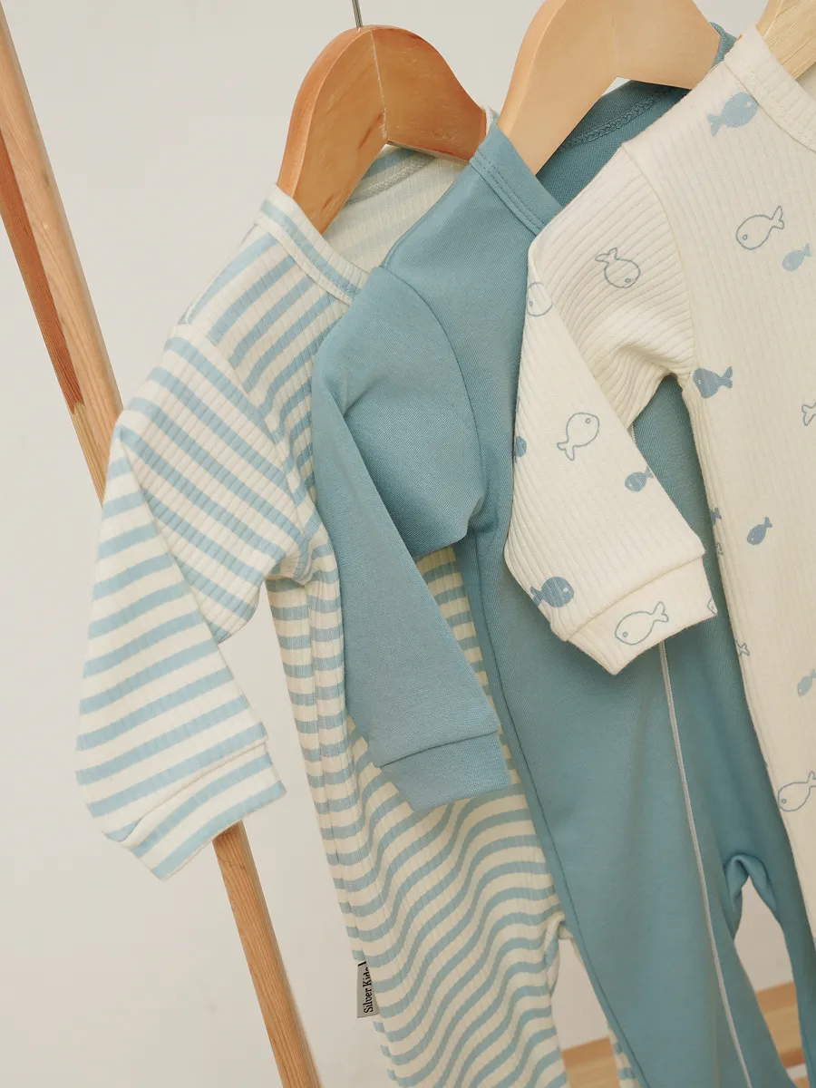 Комбинезон 3 шт Супер Пупс нбр/3пр/кмбнмол/голубыерыбки - фото 27