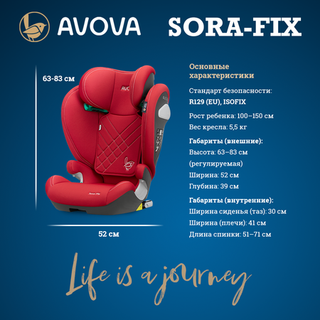 Автокресло Avova Sora-Fix Isofix 2/3 (15-36 кг) красный