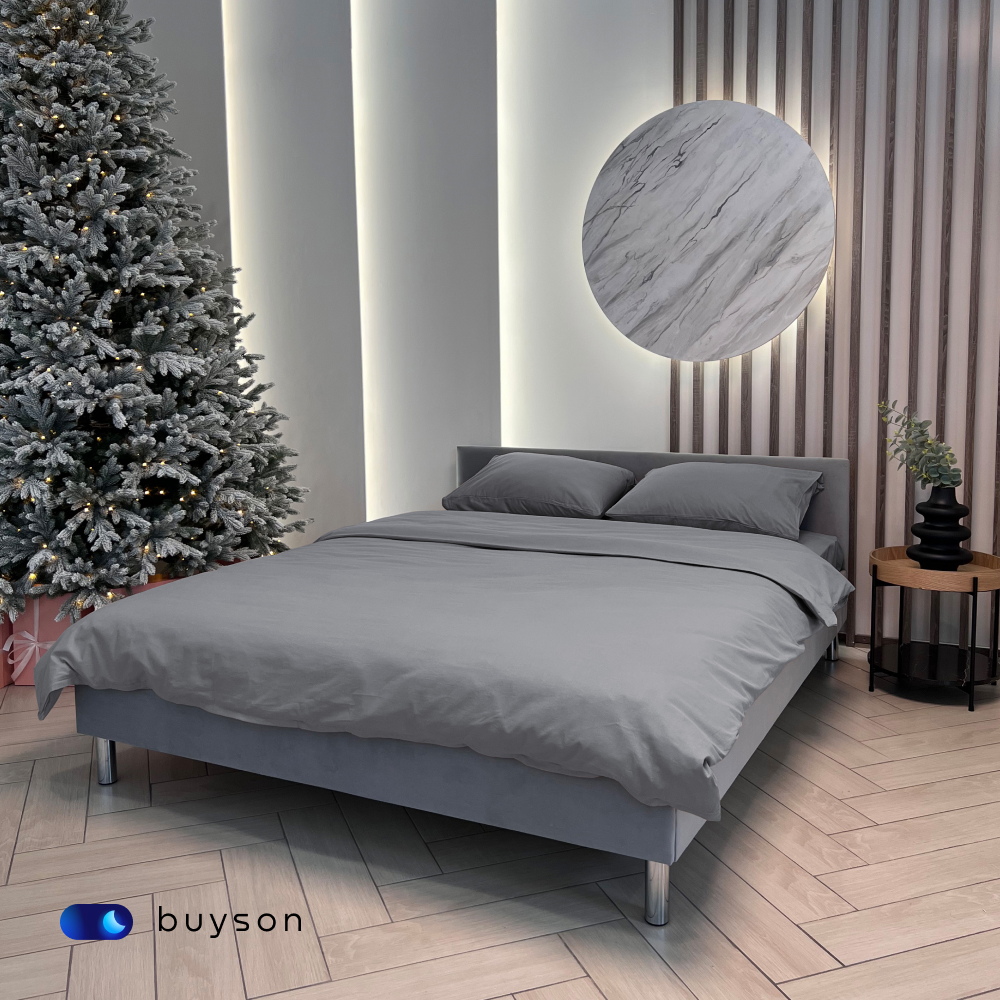 Пододьяльник buyson BuyDream 200х215 см, хлопок (поплин) графит - фото 10