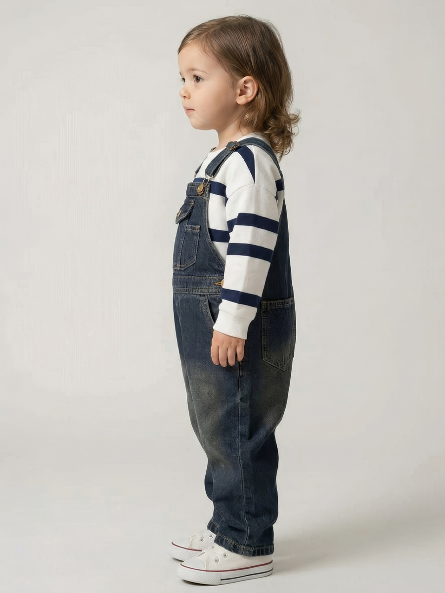 Полукомбинезон iUkoworld Джинсовый полукомбинезон на флисе детский - фото 4