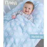 Плед Baby Nice голубой велсофт 75 x 100 см