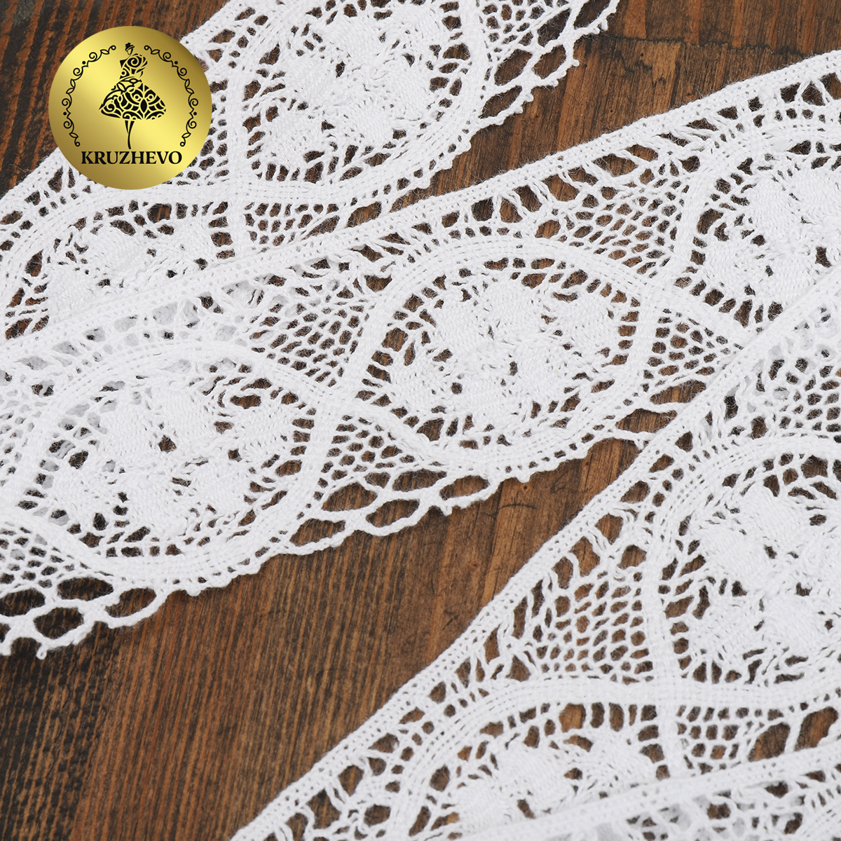 Кружево вязаное хлопковое KRUZHEVO 45мм цв.белый уп.10м - фото 3