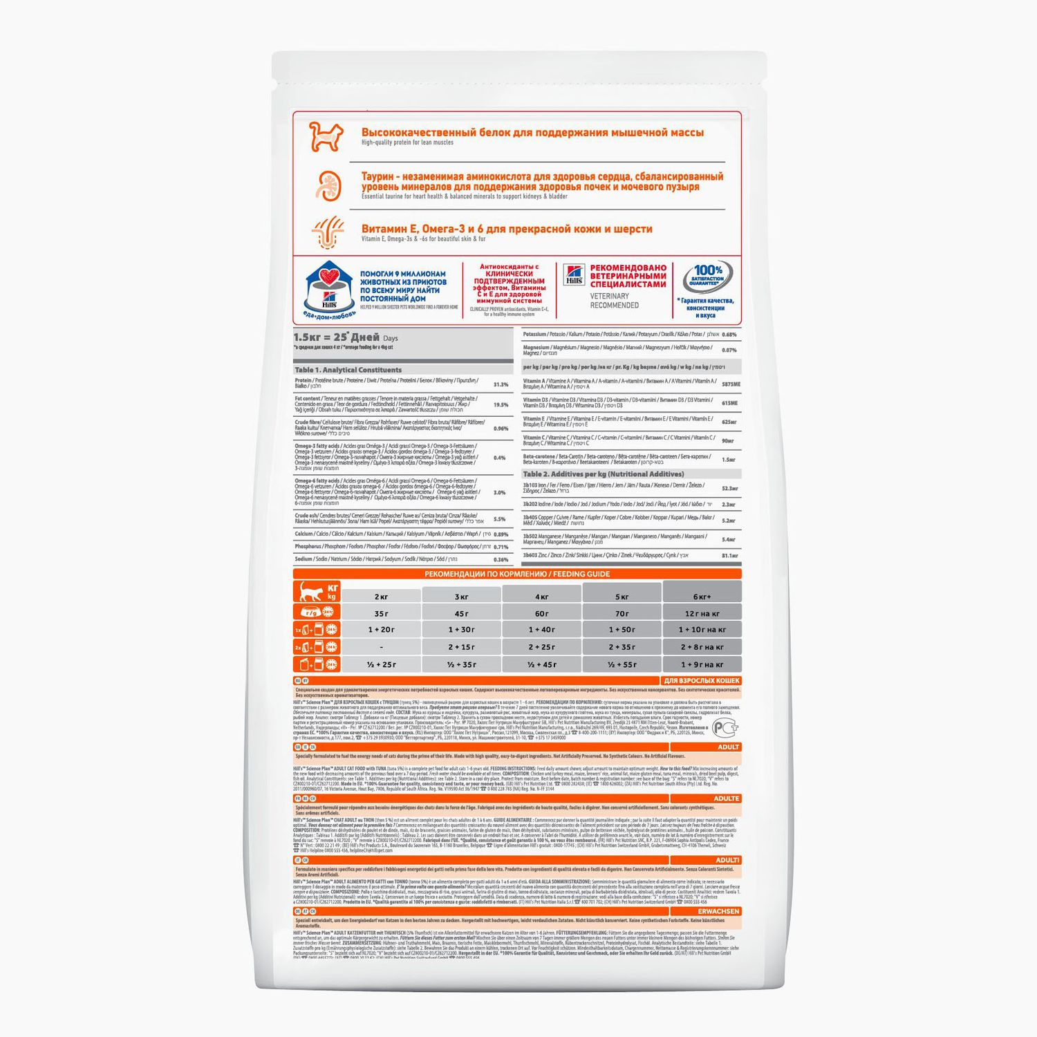 Корм сухой для кошек HILLS 1,5кг Science Plan с тунцом - фото 2
