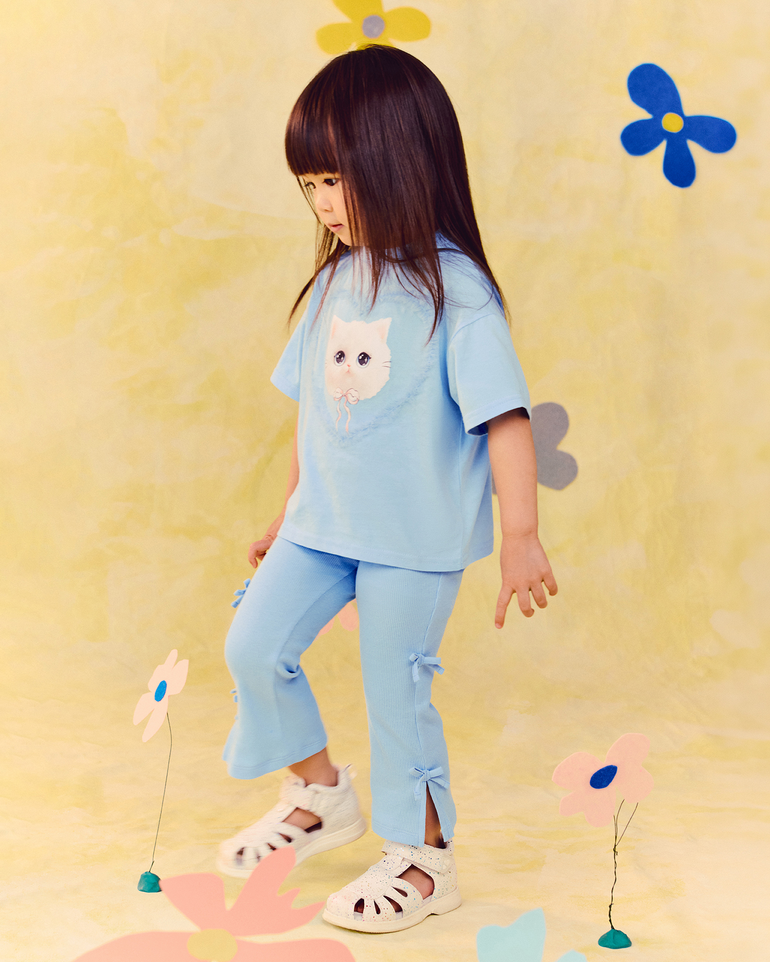 Изображение товара Футболка BabyGo Trend 80 Голубая с принтом и фатиновыми оборками