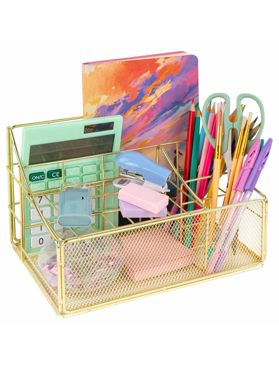 Органайзер для косметики и канцелярии MONTE VITA металлический настольный 4 секции - фото 7