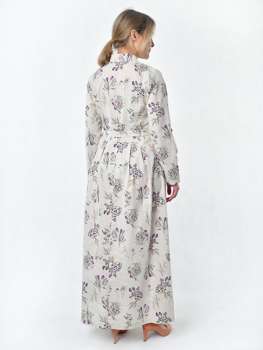 Платье Льняная Горница пл025-02/бежевый-сиреневый-серый - фото 8