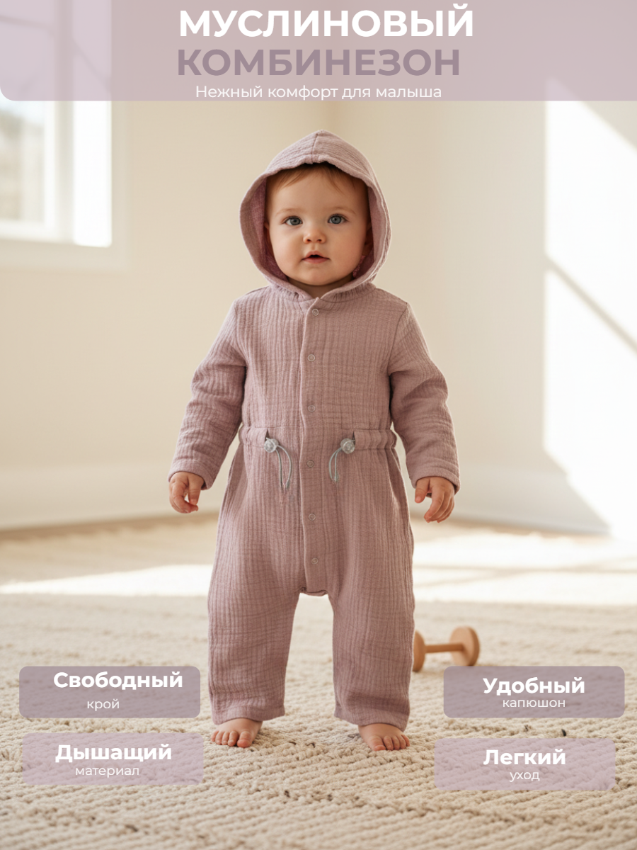 Комбинезон КВАРК лук комбинезон муслиновый для малышей - фото 2