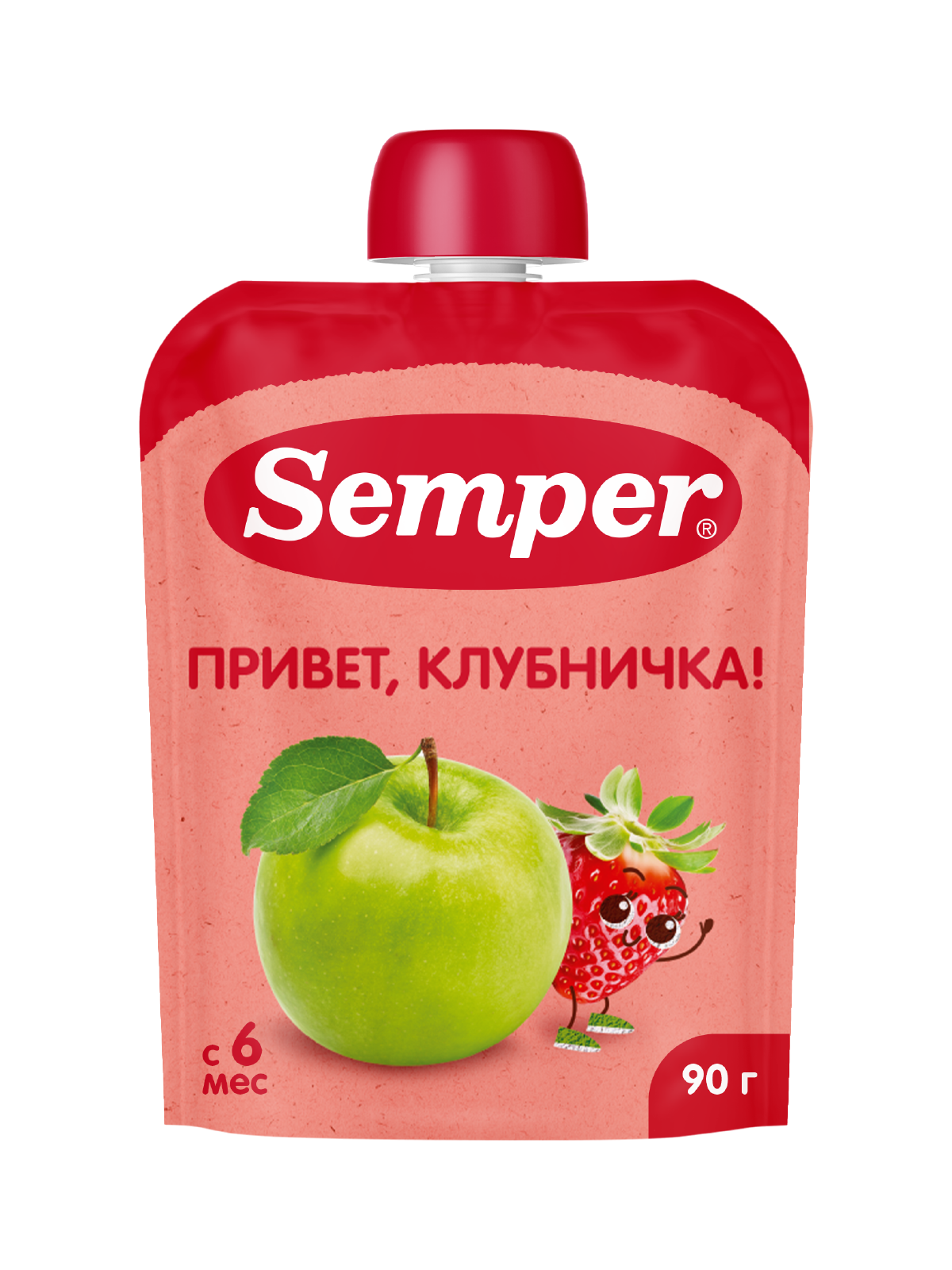 Изображение товара Пюре Semper Яблоко-клубника с 6 месяцев натуральное 90г Изображение товара Пюре Semper Яблоко-клубника с 6 месяцев натуральное 90г