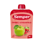 Пюре Semper Яблоко-клубника с 6 мес 90 г