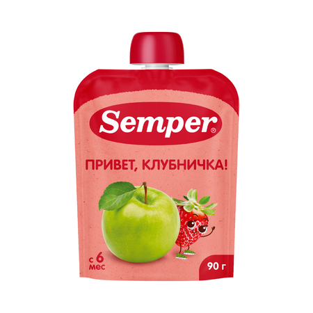 Пюре Semper Яблоко-клубника с 6 мес 90 г