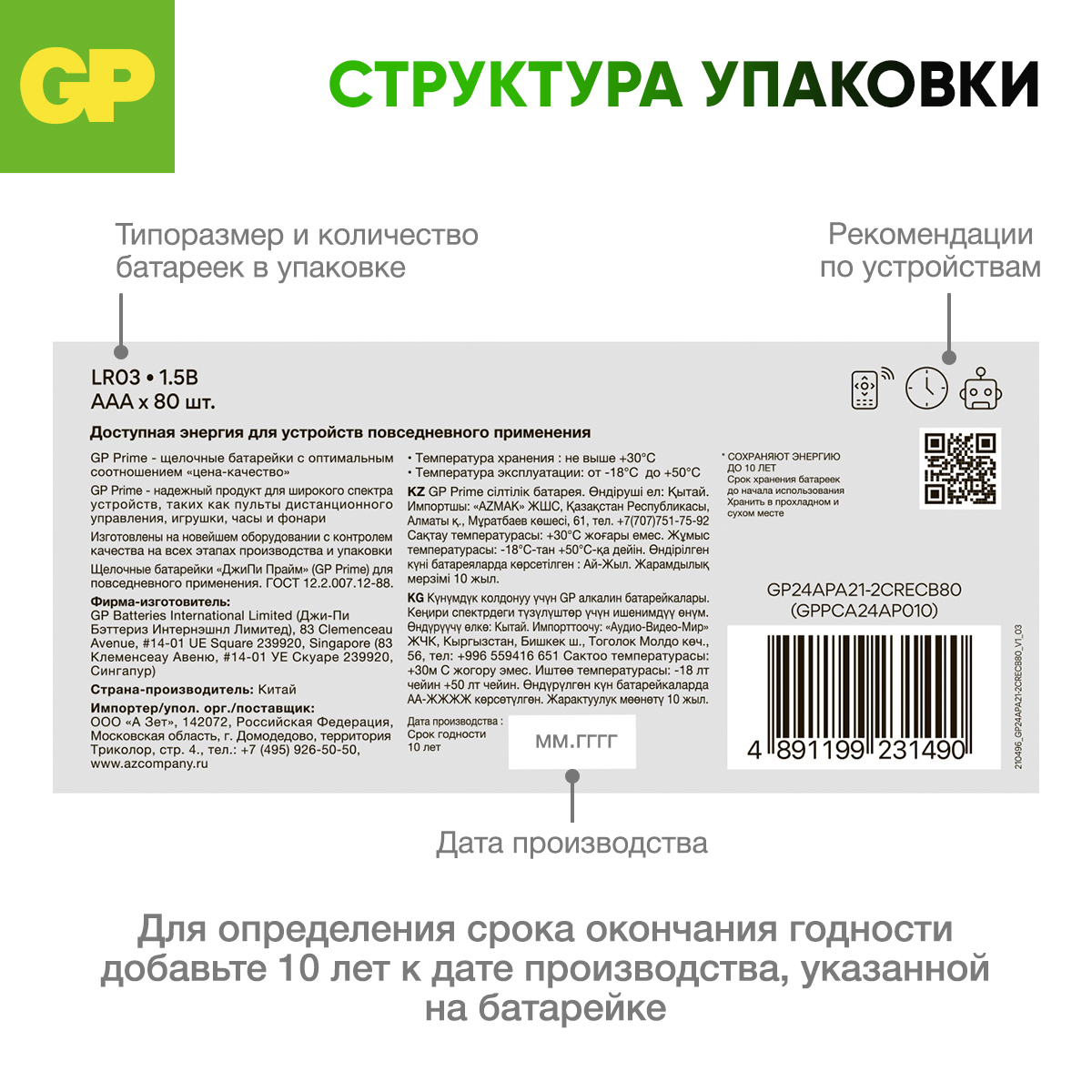 Батарейки АAA GP (мизинцы) 80 штук в упаковке - фото 7