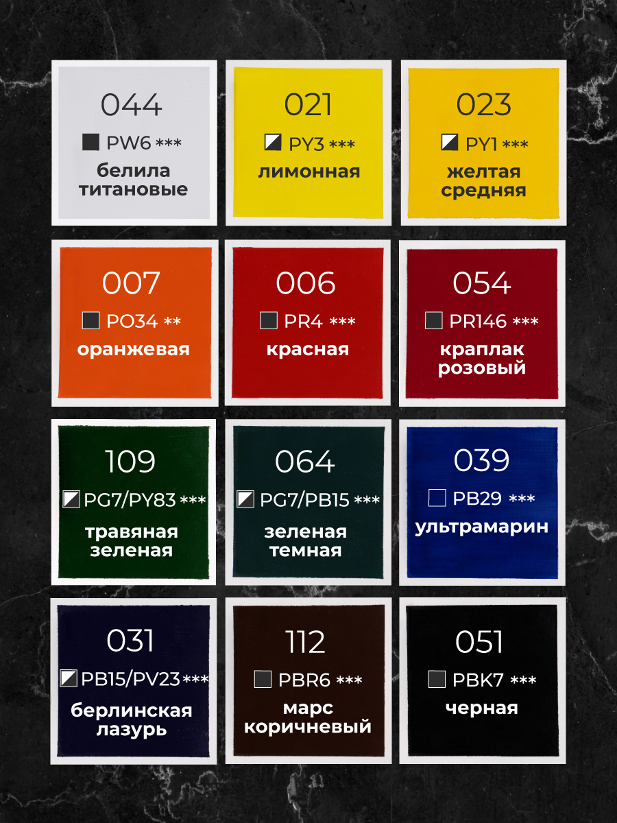Краски акриловые Малевичъ 12 цв. - фото 3
