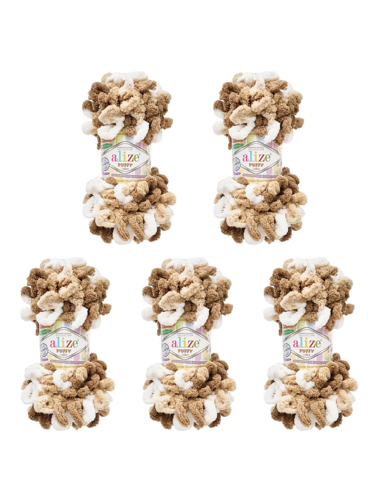 Пряжа для вязания Alize puffy color 100 г 9 м микрополиэстер плюшевая мягкая 6398 секционный 5 мотков - фото 6
