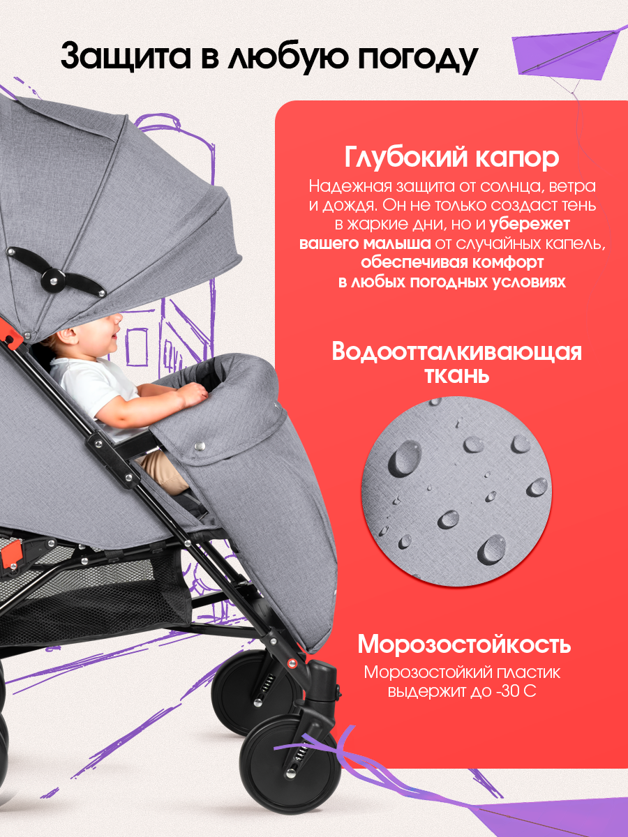 Коляска прогулочная Costa Koda серый - фото 2