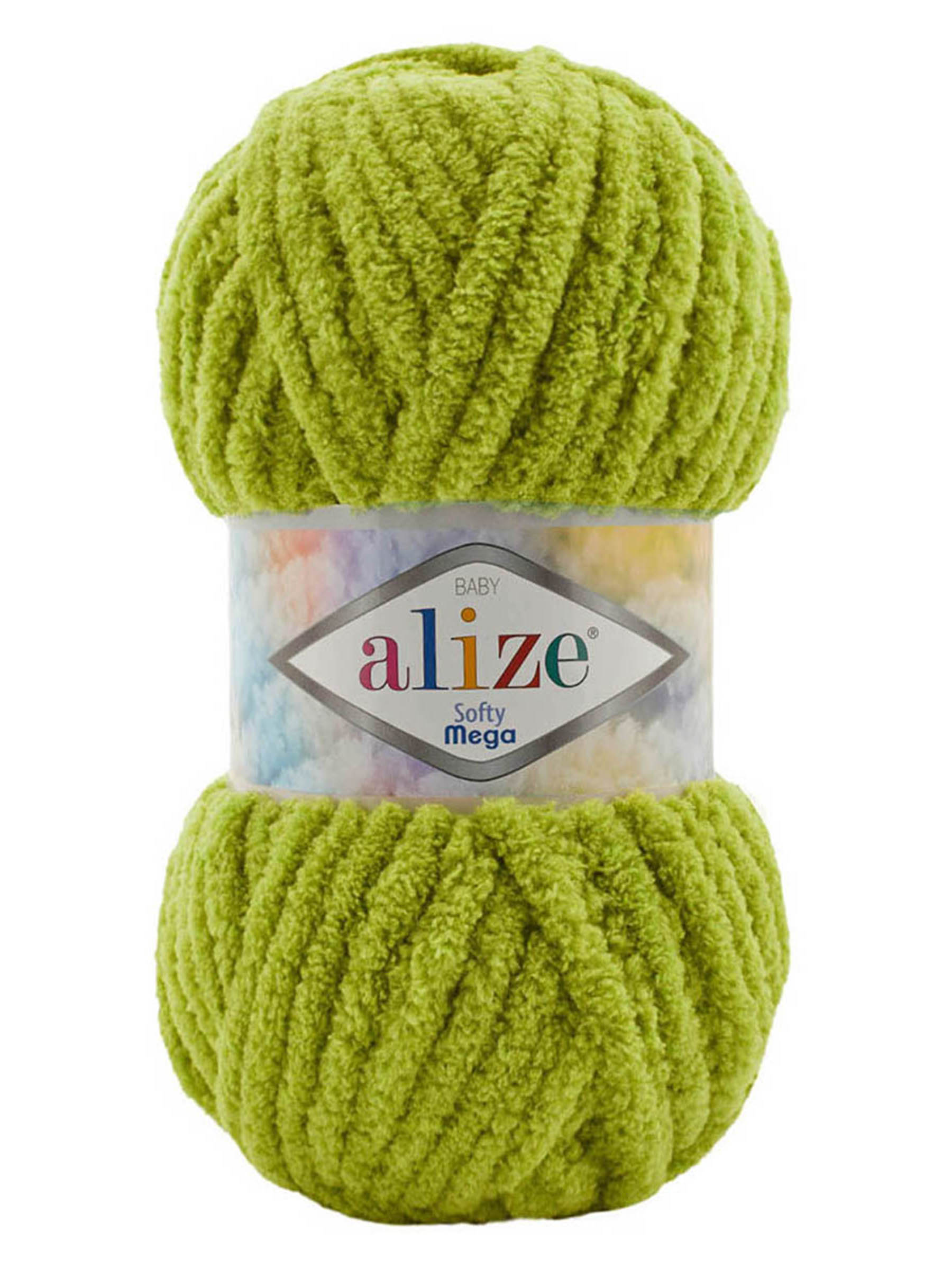 Пряжа для вязания Alize softy mega 100 гр 70 м микрополиэстер мягкая мягкая 11 фисташково-зелёный 5 мотков - фото 4