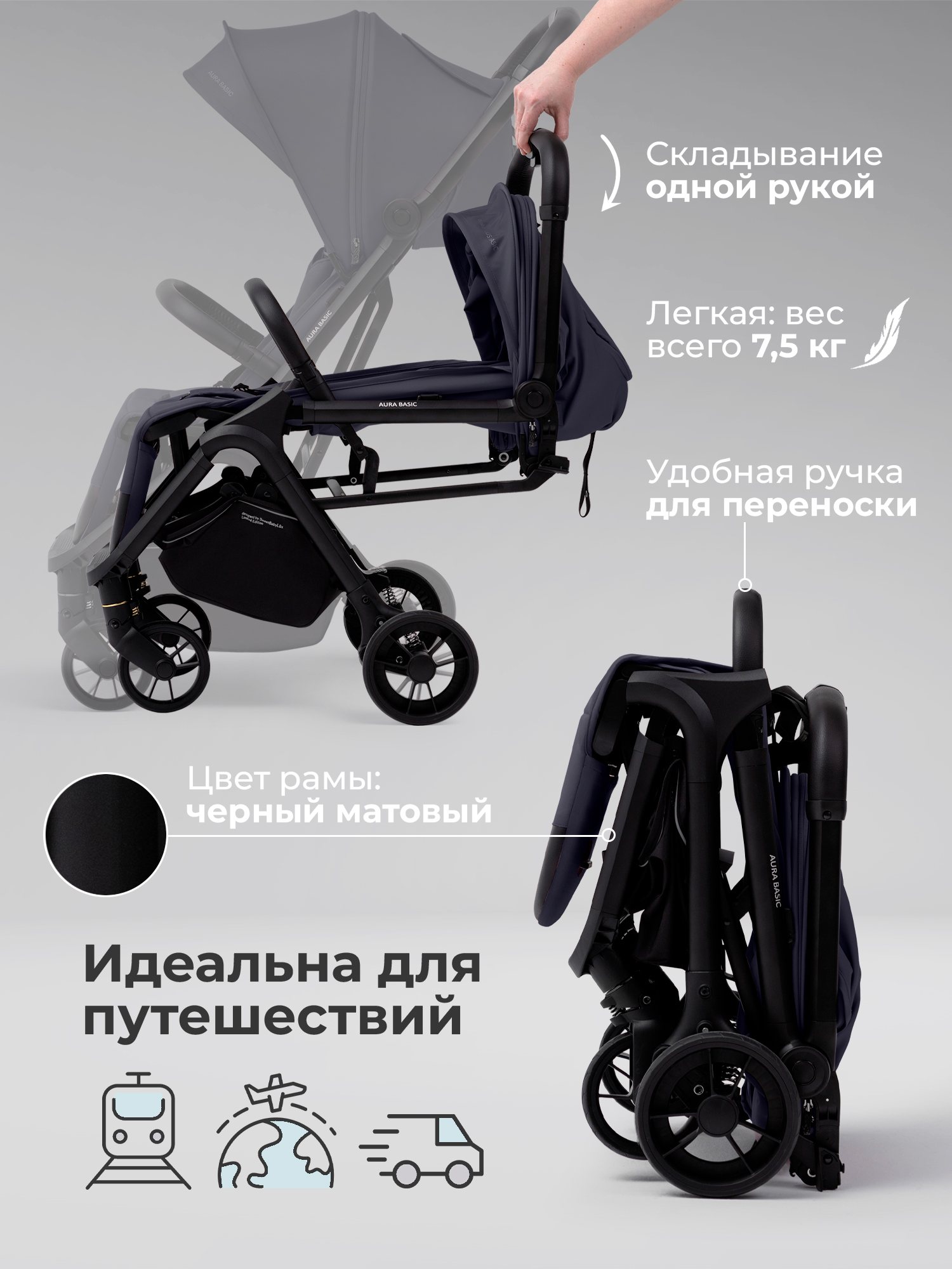 Коляска прогулочная Sweet Baby серый - фото 3