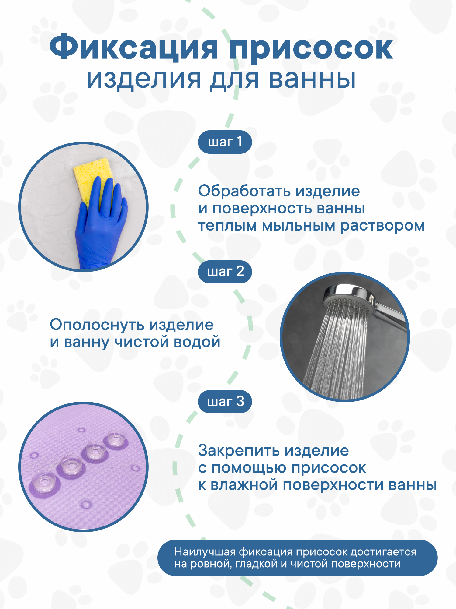 Коврик для ванны VILINA c присосками для животных 43х90 см. голубой - фото 6