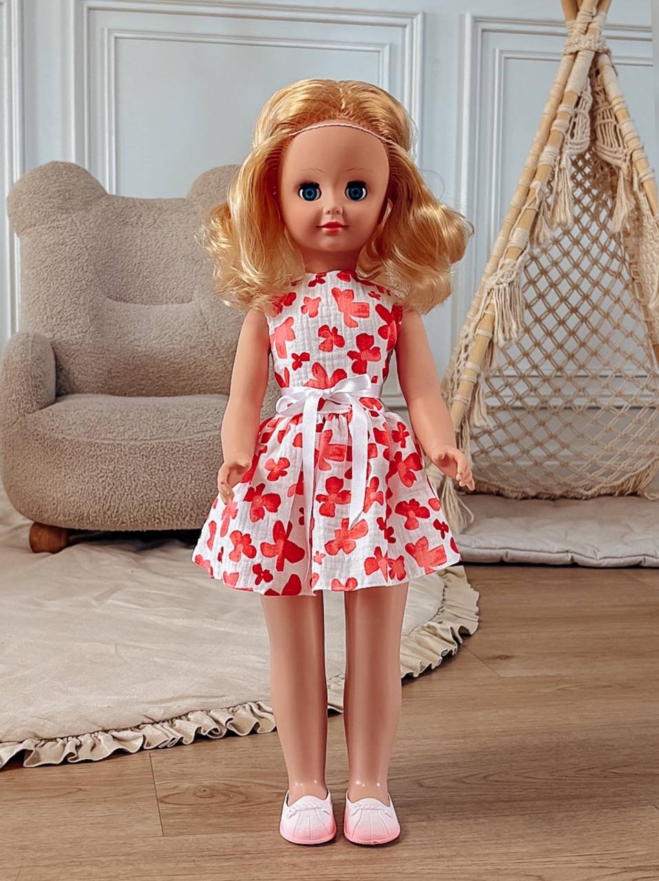 Кукла большая (ростовая) СТРАНА КУКОЛ говорящая в платье высота 60 см 24-18.3 - фото 16