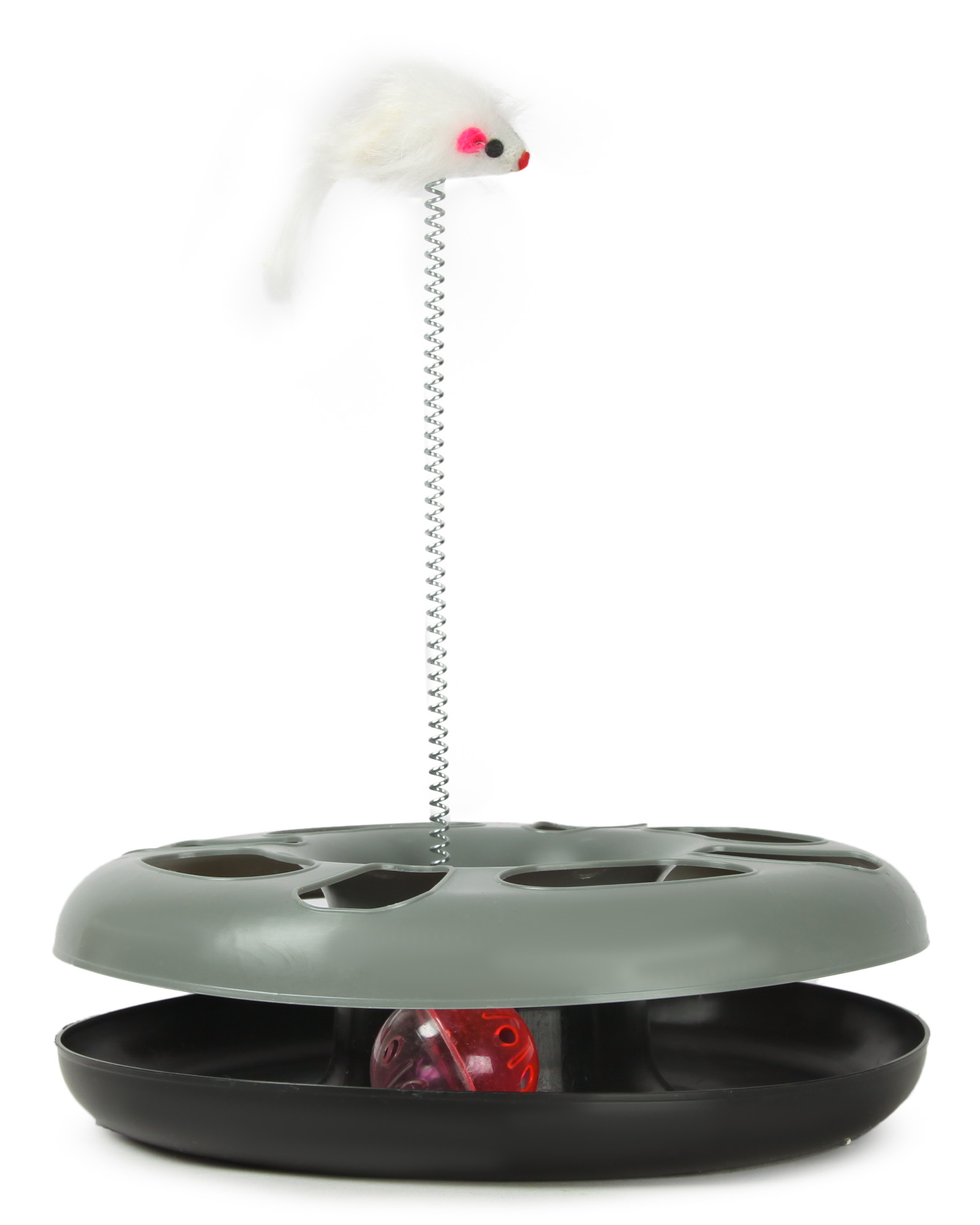 Игрушка для кошек Barbaks Круглый трек с мышкой на пружине 33*23.5см - фото 2