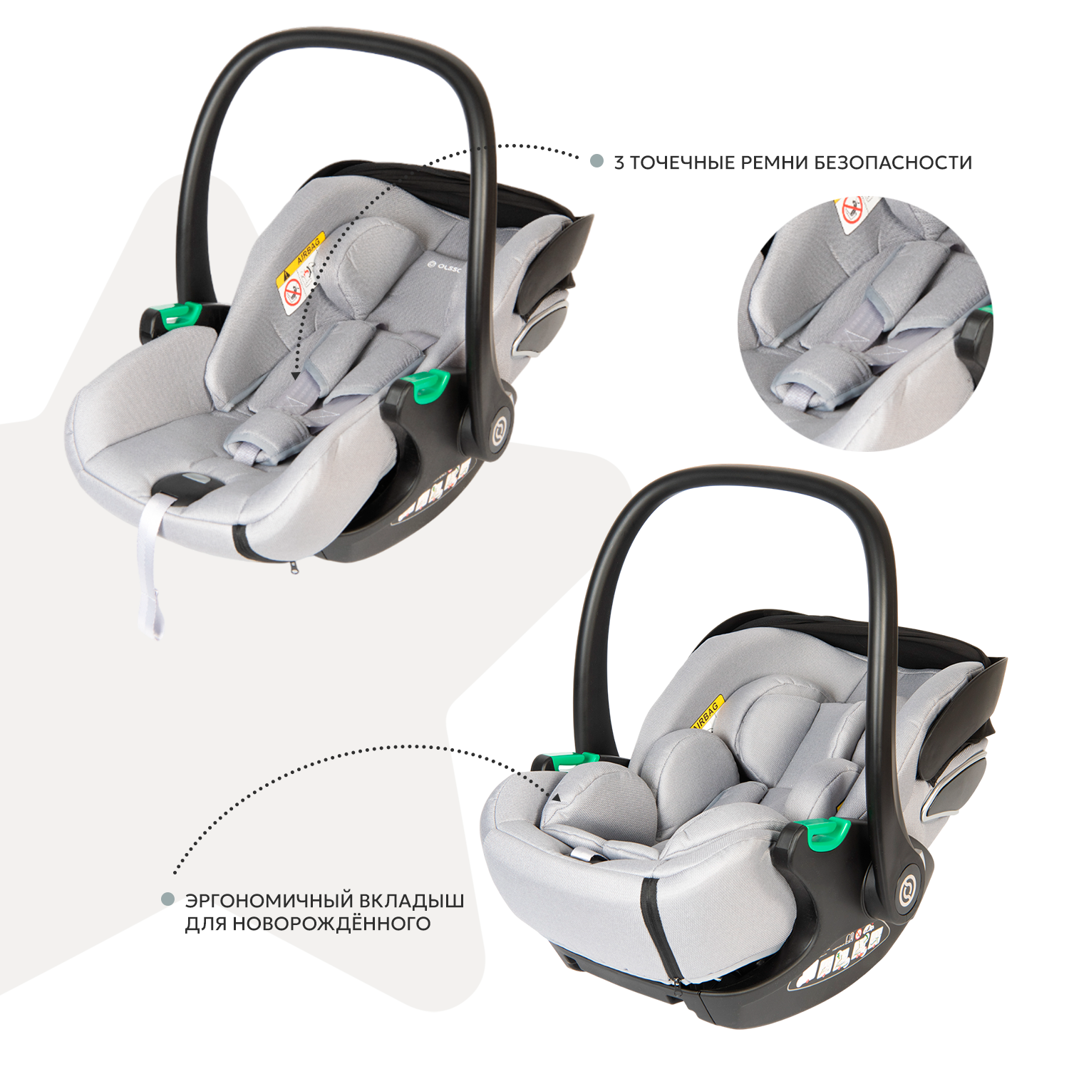 Автокресло Olsson B-Safe Grey 0+/1 (0-18 кг) - фото 3