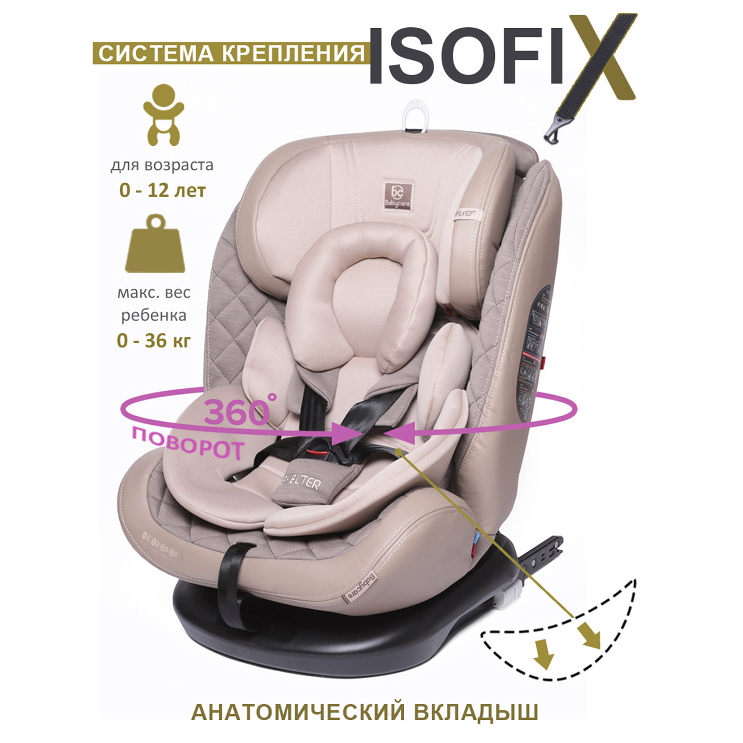 Автокресло BabyCare Shelter Isofix 0+/1/2/3 (0-36 кг) - фото 1