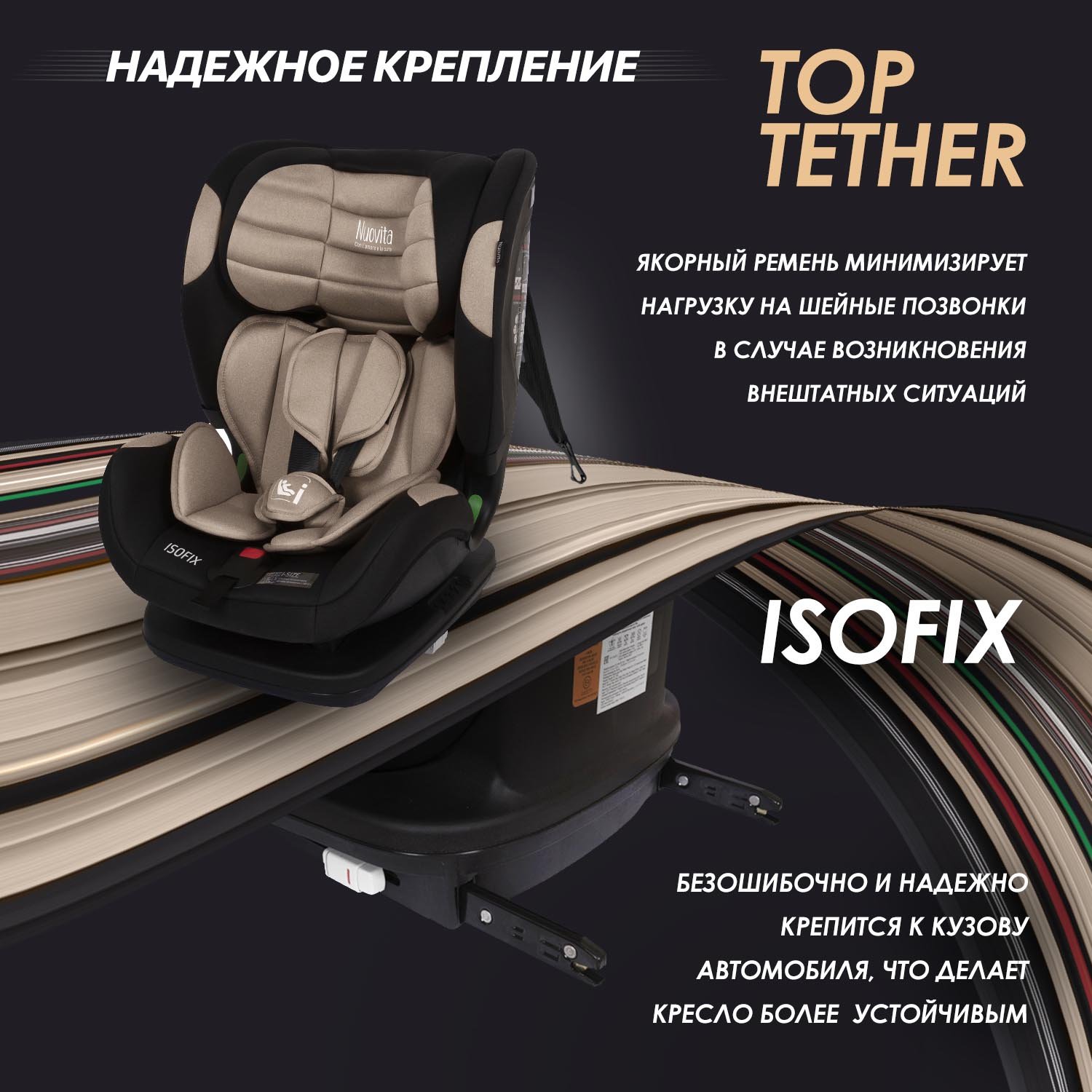 Автокресло Nuovita Maczione NiS3-1 Isofix 1/2/3 (9-36 кг) бежевый - фото 5