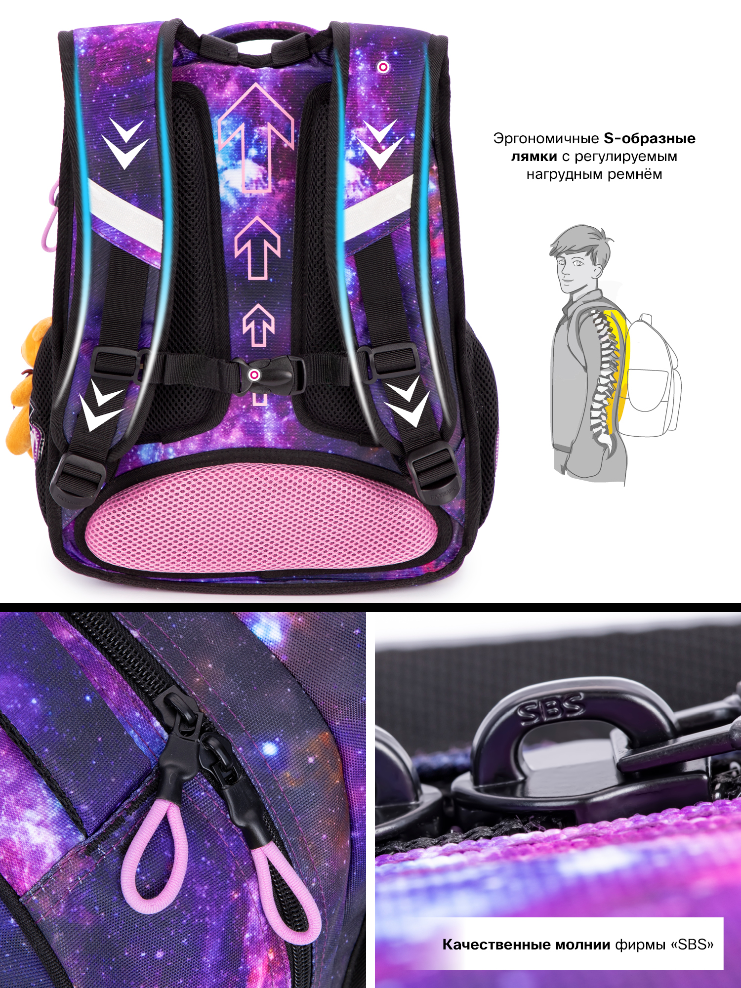 Рюкзак SkyName 17л анатомическая спинка+мишка - фото 11